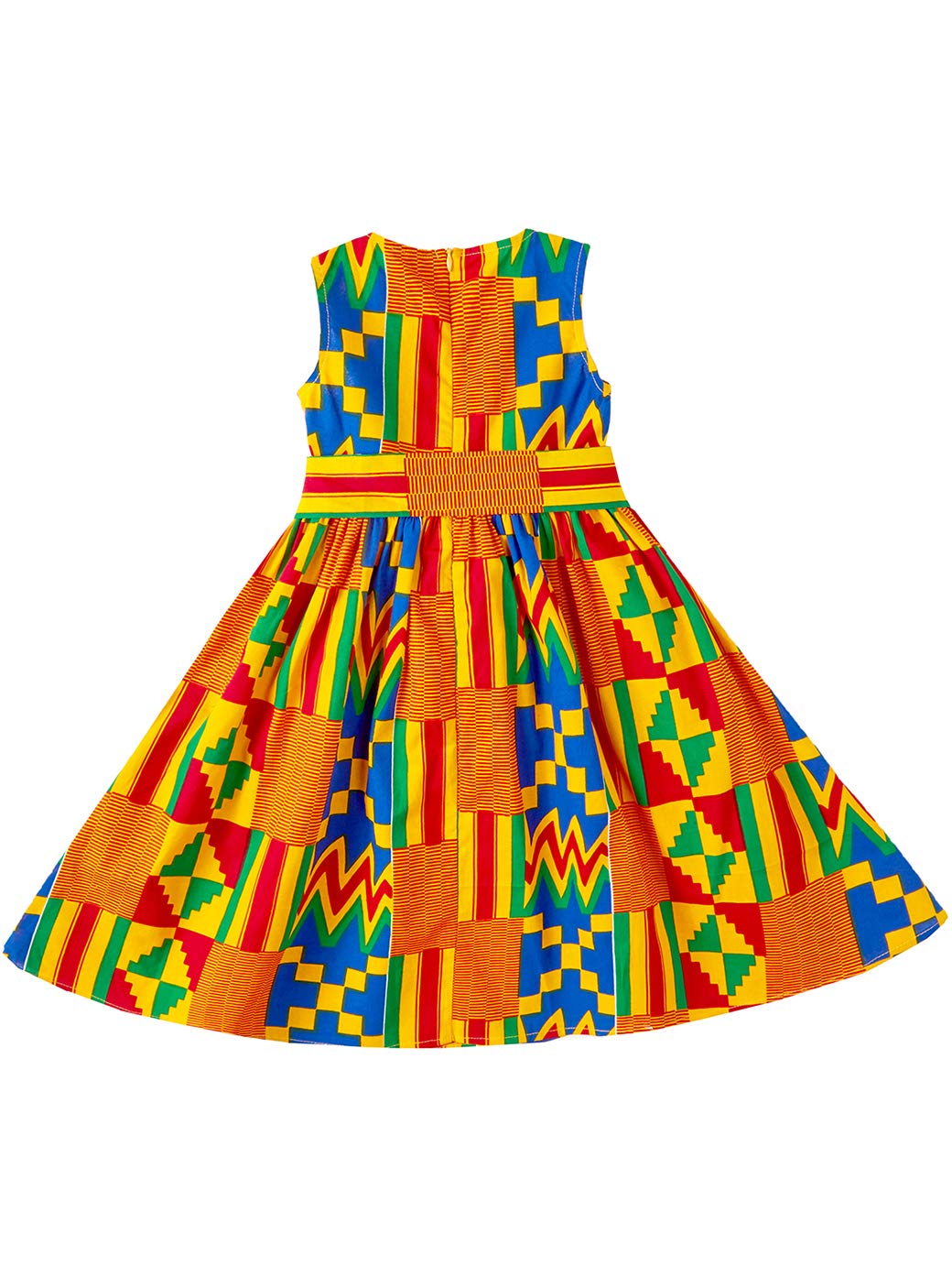 African Print Sleeveless Tie Waist Vintage Dress for Girls - Perfect for Summer Parties, Cultural Events & Casual Wear
