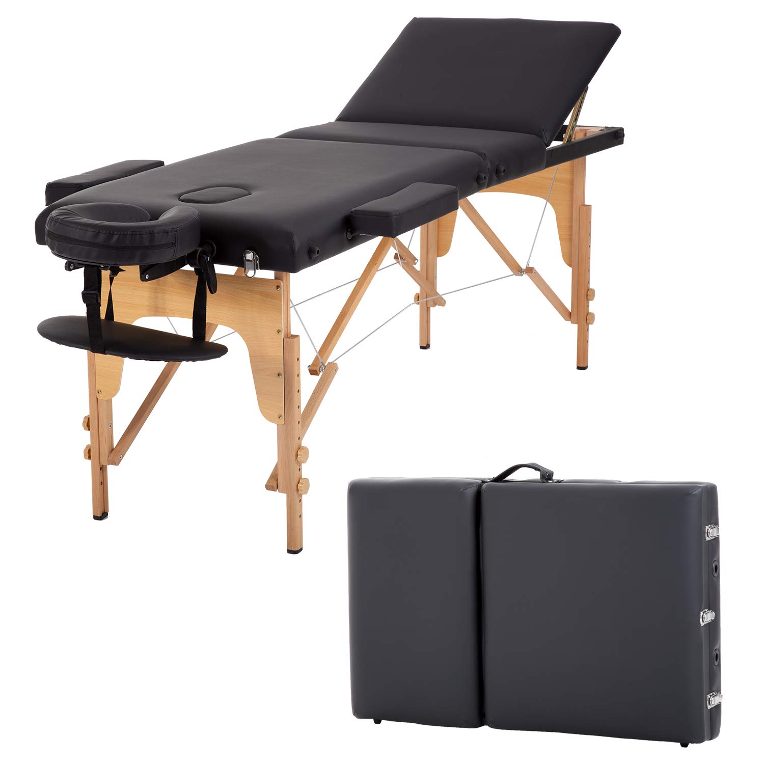 Portable Massage Table 3-Fold Adjustable Spa Bed - 84