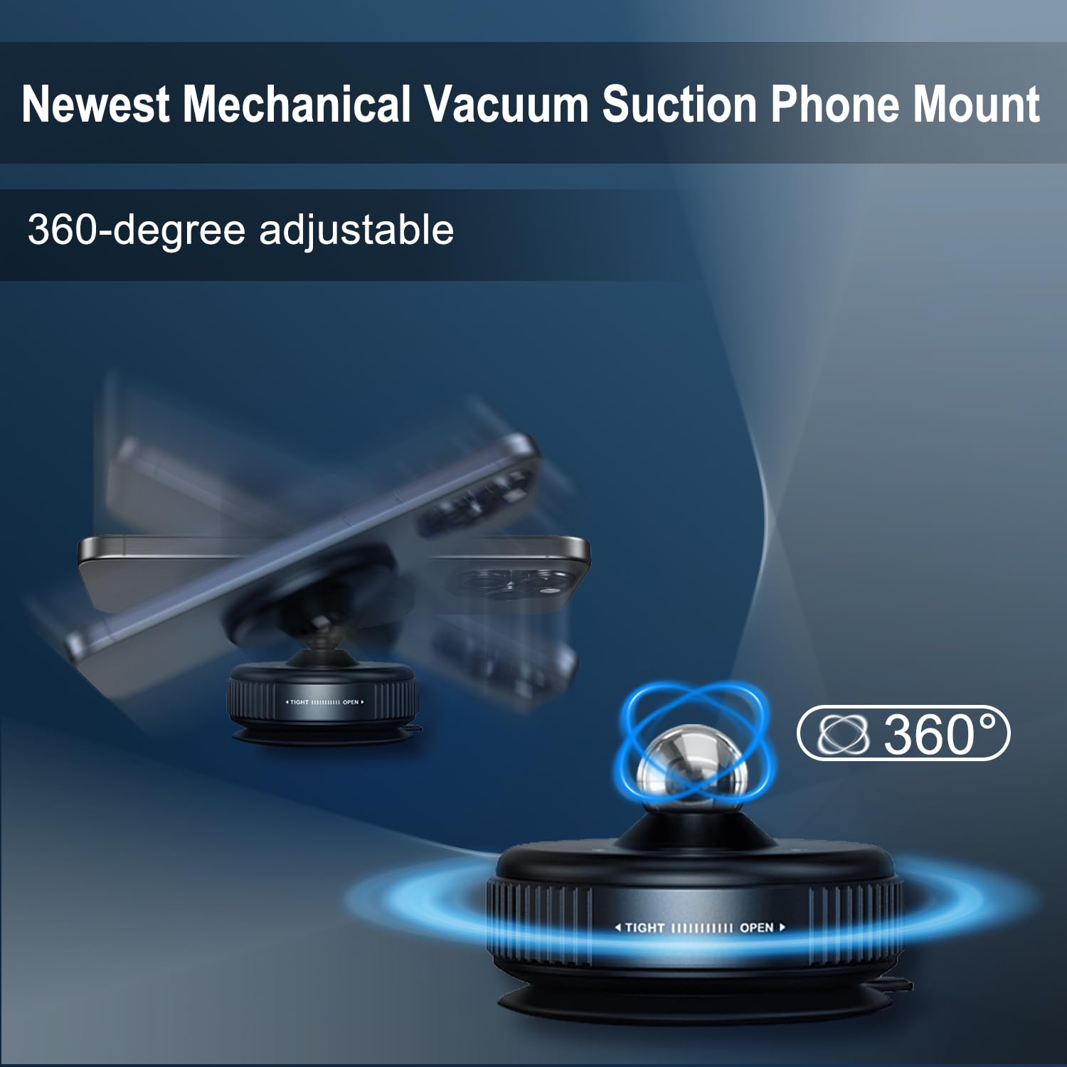 2025 Upgraded Vacuum Magnetic Phone Holder for Car - 360° Rotatable Magnetic Suction Cup Phone Mount for iPhone & Android - Perfect for Gym, Makeup, Driving & Office Use - Compatible with MagSafe & All Smartphones