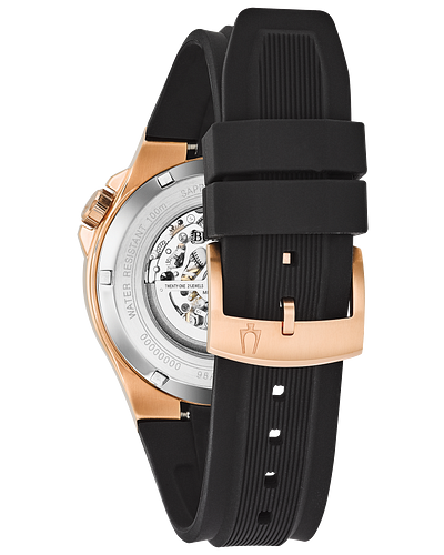 Bulova 98A177 Automatic Men's Watch - Black Silicone Strap, Water Resistant, Date Display | Perfect for Business, Casual Wear & Outdoor Activities