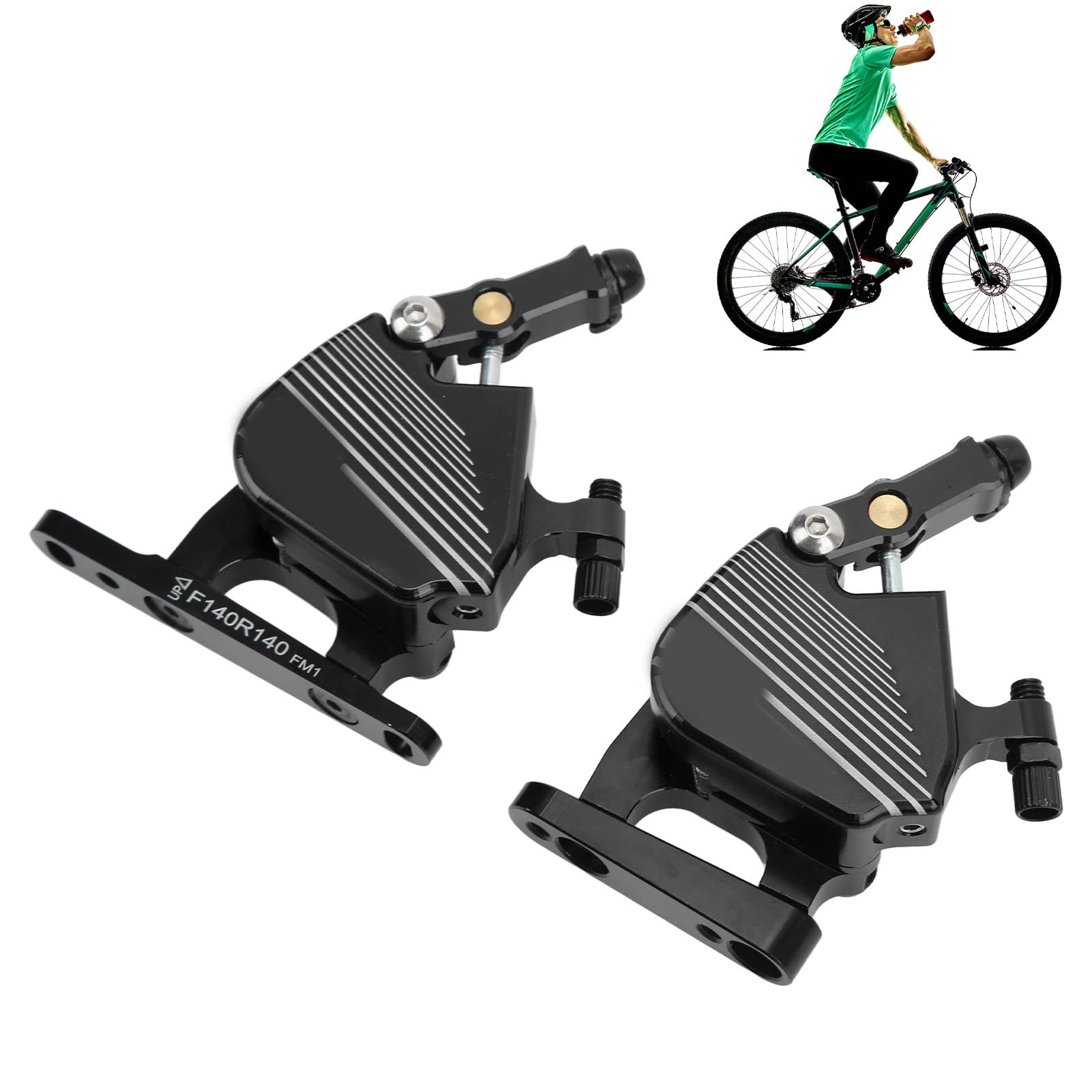 **1 Pair Hydraulic Disc Brakes Set - Aluminum Alloy Front & Rear Hydraulic Disc Brake Calipers for Road Bikes - Perfect for Mountain & Commuter Cycling (Black, Front & Rear Set)**