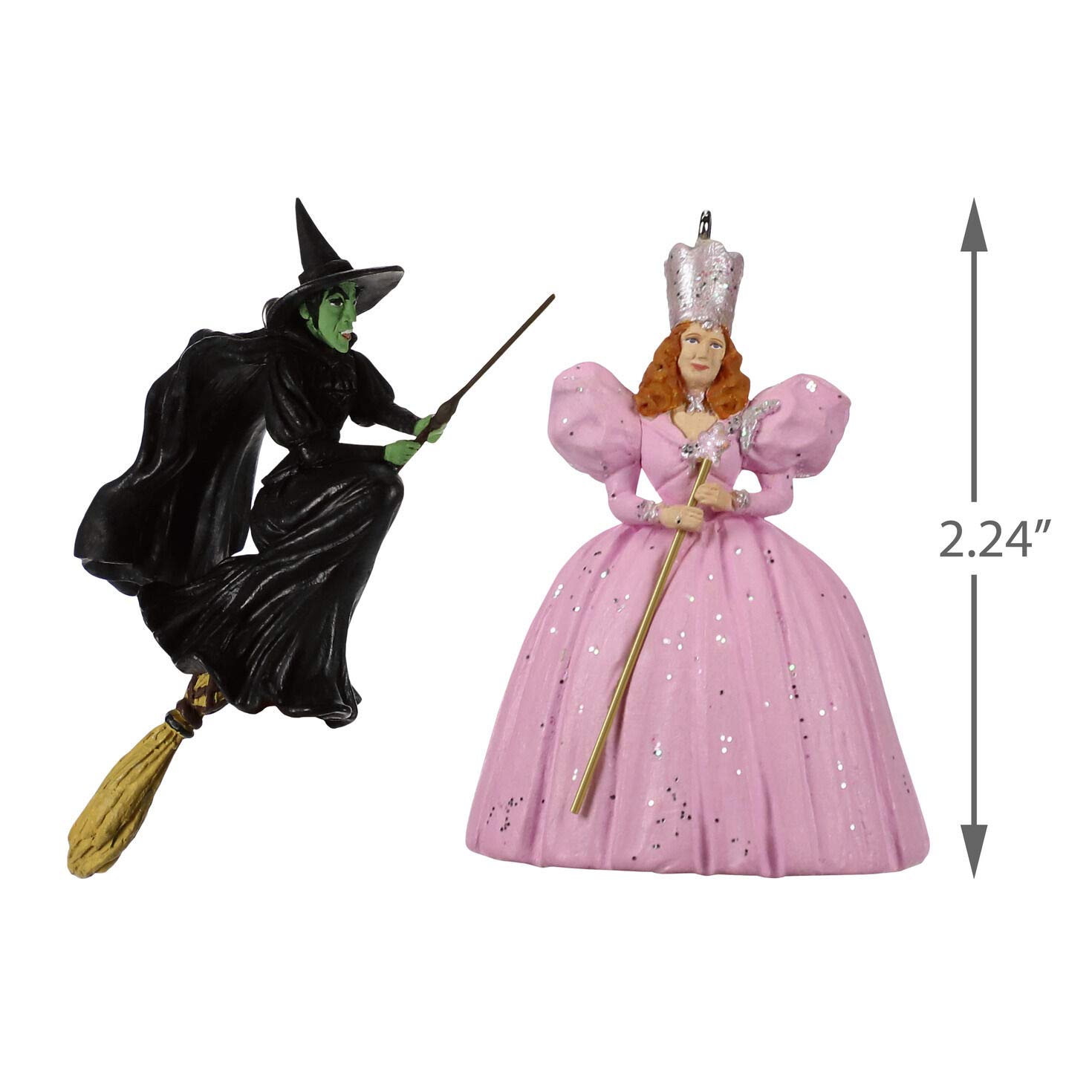 Hallmark Mini The Wizard of Oz Glinda The Good Witch and Wicked Witch of The West Christmas Ornaments Set of 2 - Movie Collectibles for Tree Decor, Gift for Fans, Holiday Home Decor