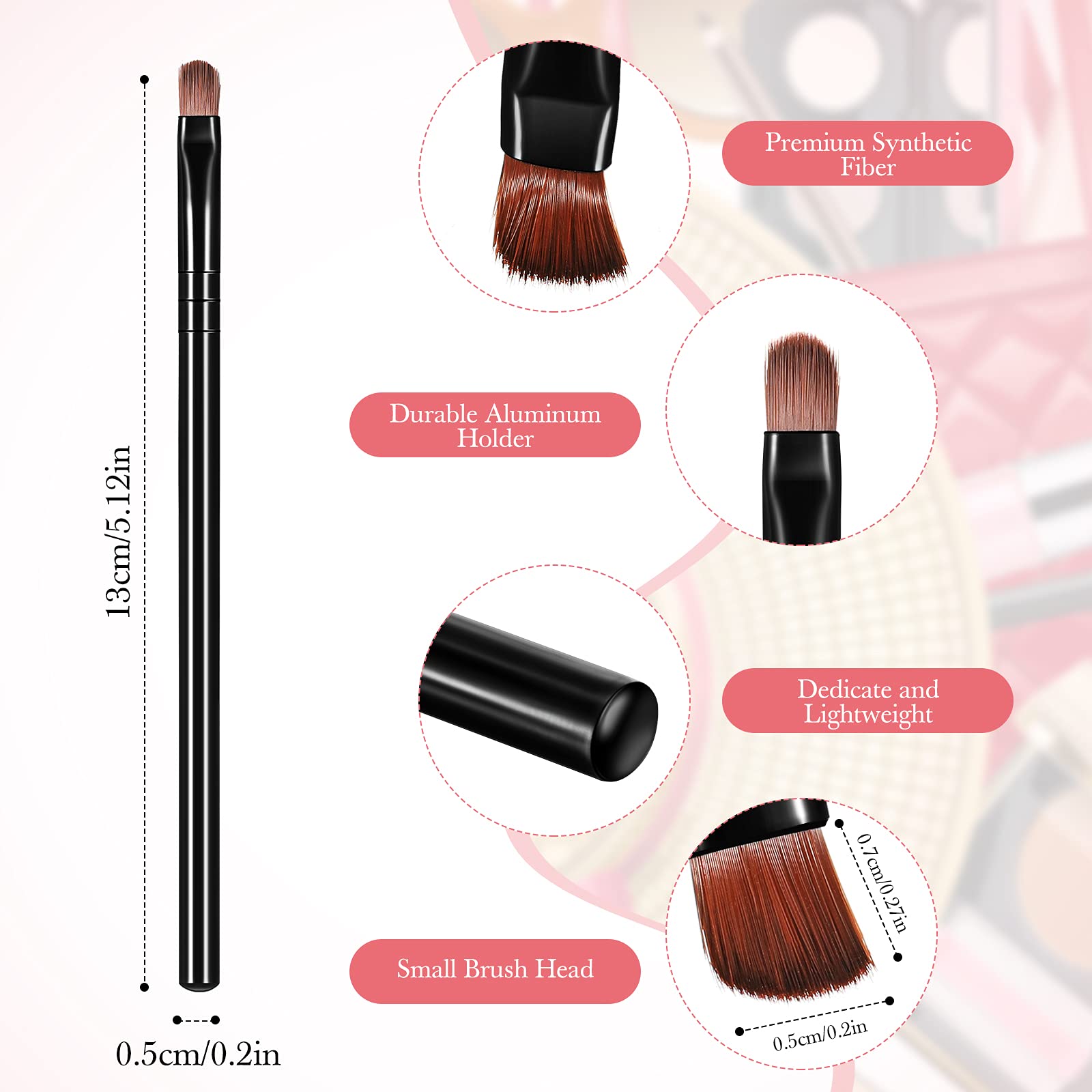 **48 Pcs Flat Makeup Brush Set - Synthetic Lip Concealer Brush, Eyebrow Brush, Portable Beauty Tools for Concealing, Blending & Setting - Perfect for Professional & Everyday Makeup (Black)**    *(Ideal for Travel, Home Use, Salon & Makeup Artists - Enhance Your Beauty Routine!)*