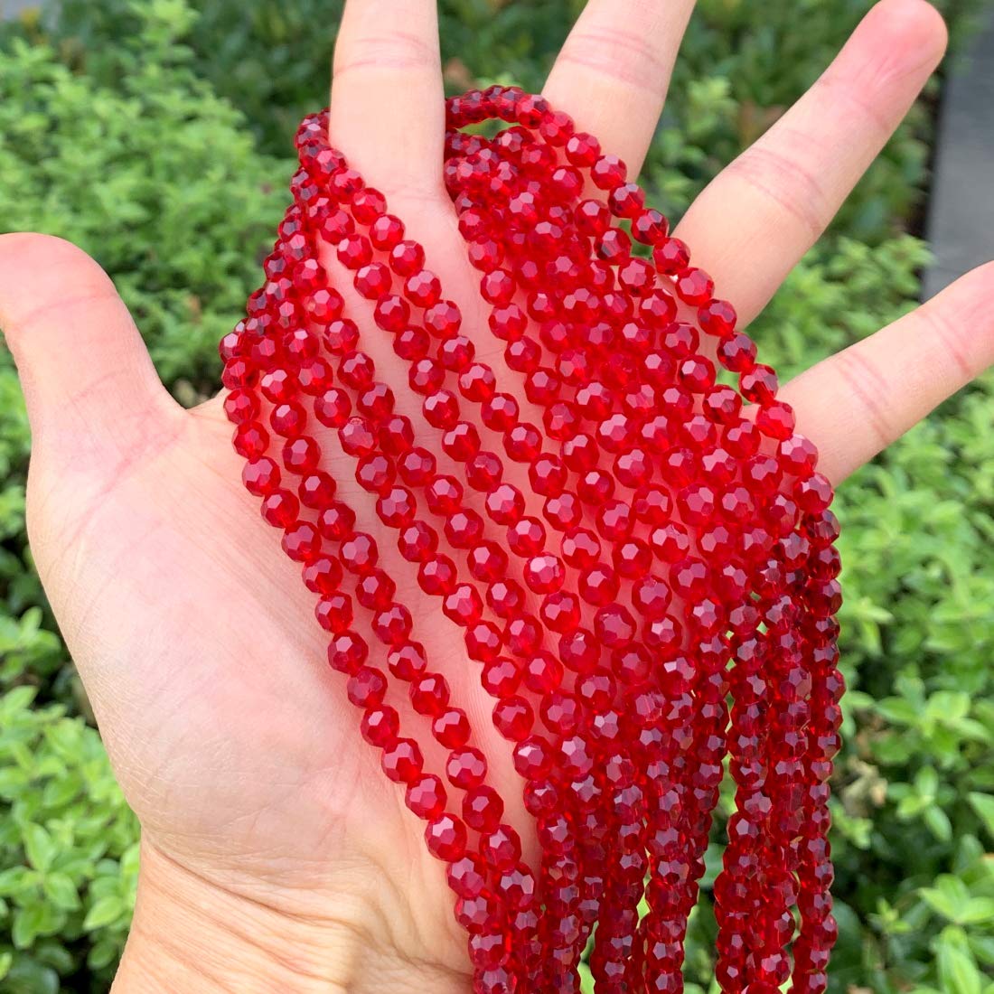 5 Strands Czech 6mm Faceted Round Crystal Glass Loose Beads Spacers Bulk Siam Red (450-475pcs) - DIY Jewelry Making, Bracelets, Necklaces, Earrings & Craft Projects - Perfect for Beading, Gift Making & Home Decor