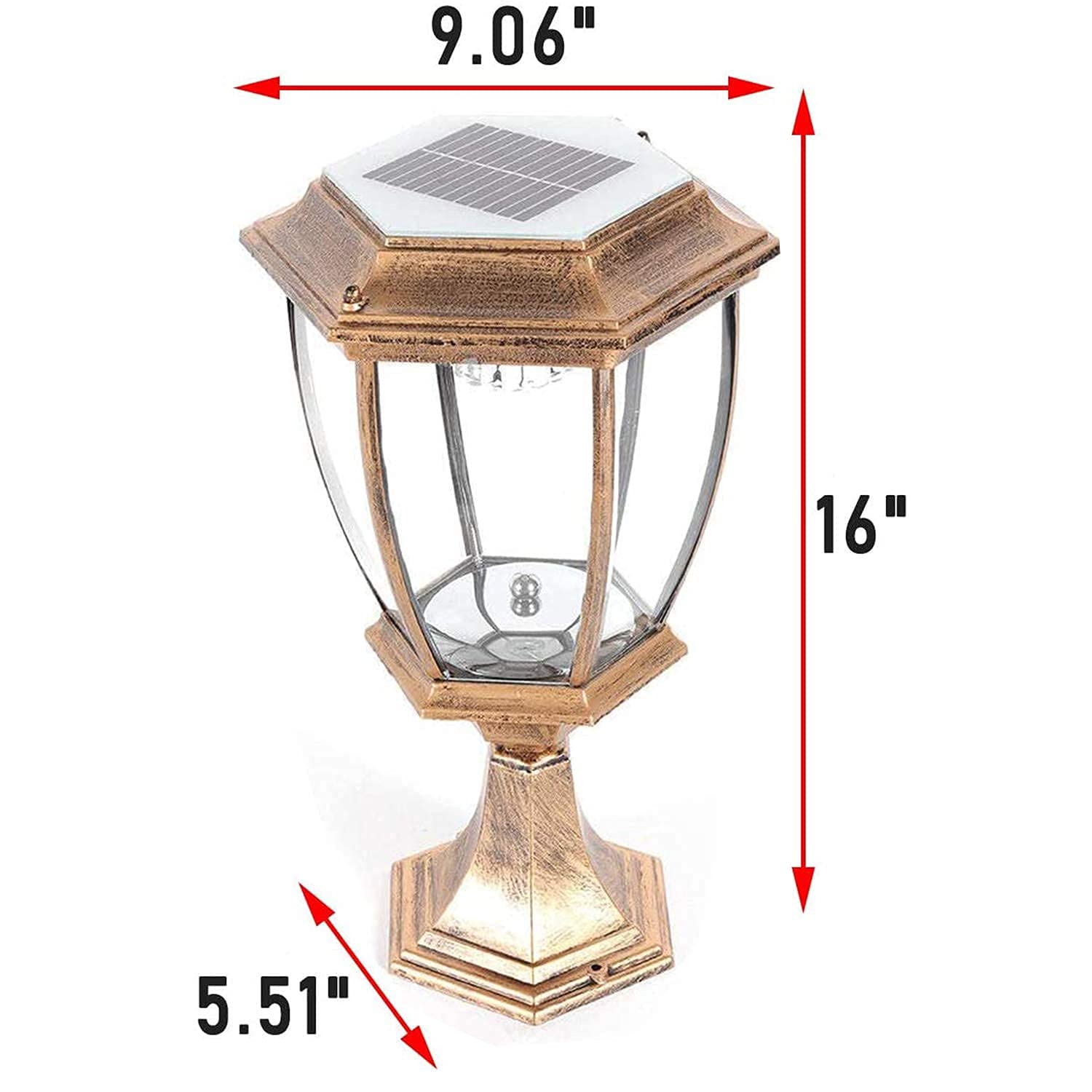 LYNICESHOP Bronze Outdoor Solar Post Lights - Waterproof LED Landscape Lighting, Energy Saving Solar Lantern for Fence, Deck, Patio & Garden - Perfect for Pathway Illumination & Backyard Decor (Bronze)