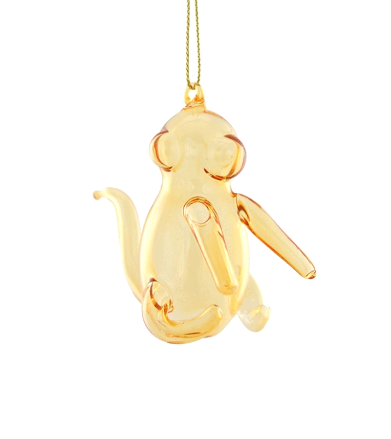 Handmade Orange Balloon Monkey Glass Ornament - Unique Holiday Decoration by Cody Foster | Perfect for Christmas Trees, Gift Giving & Home Decor