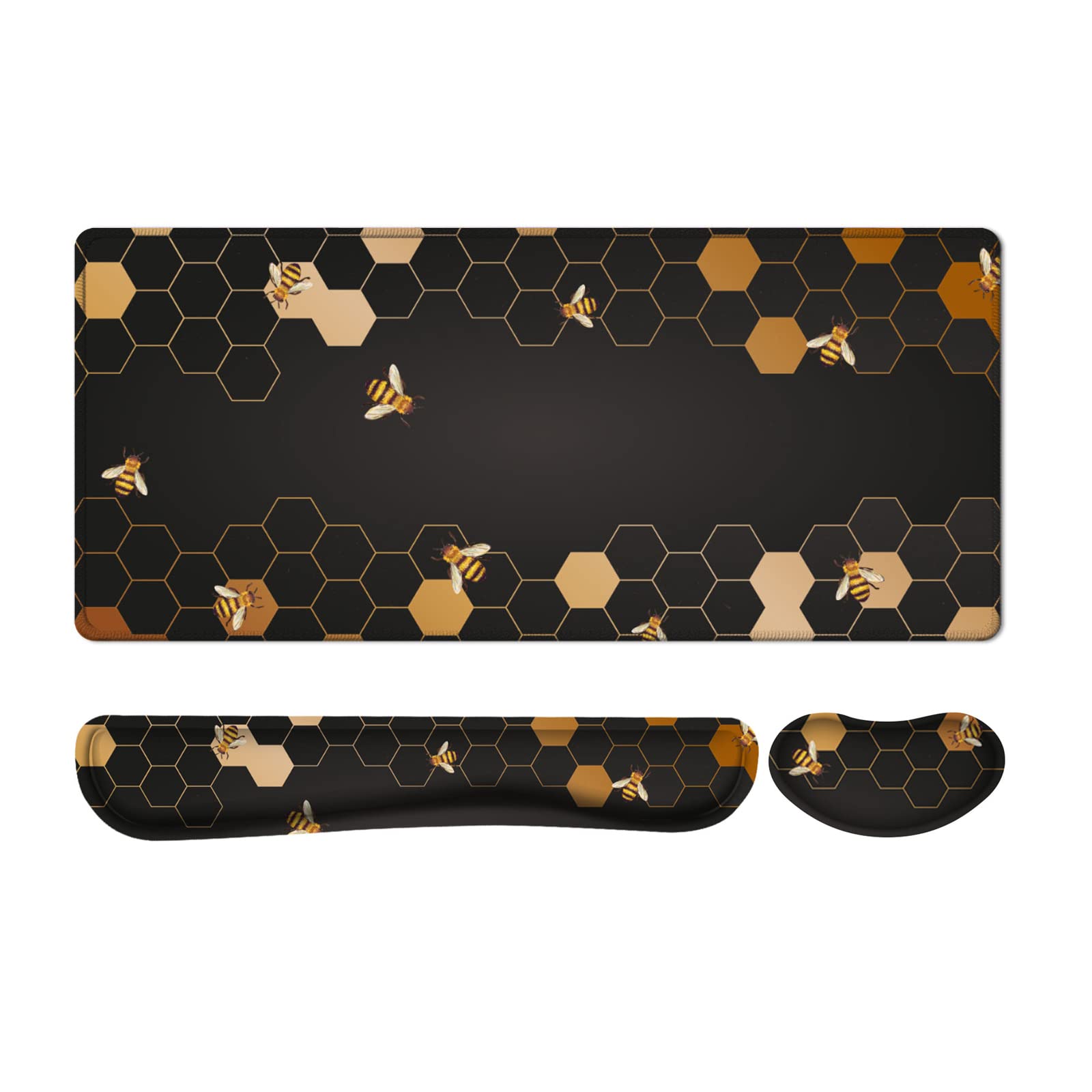 iCasso Gaming Mouse Pad Set - XXL Ergonomic Desk Mat with Wrist Rest for Pain Relief - Perfect for PC & Office Use