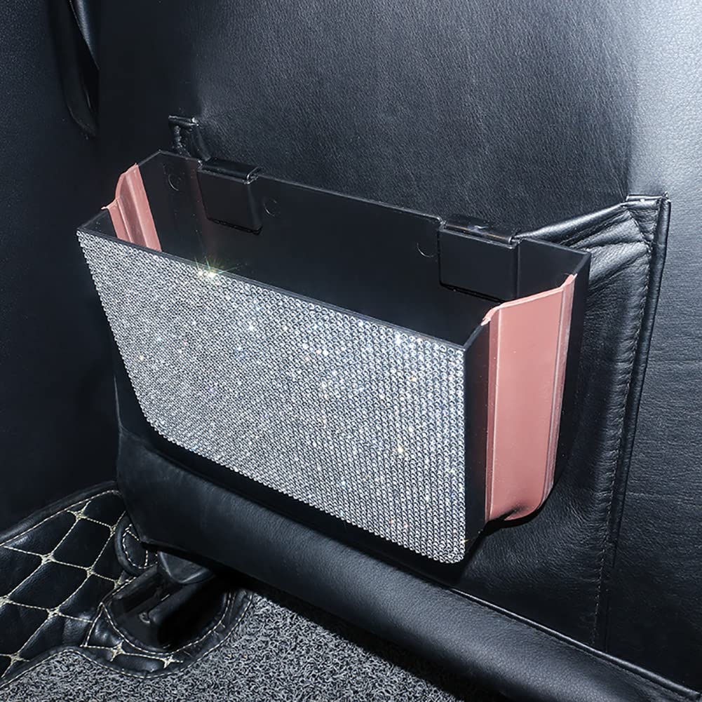 Zcargel Bling Bling Car Trash Can - Portable Auto Garbage Bin with Storage Organizer for Backseat, Multifunctional Vehicle Accessories | Perfect for Car, Office, Kitchen, Bedroom & Home Organization