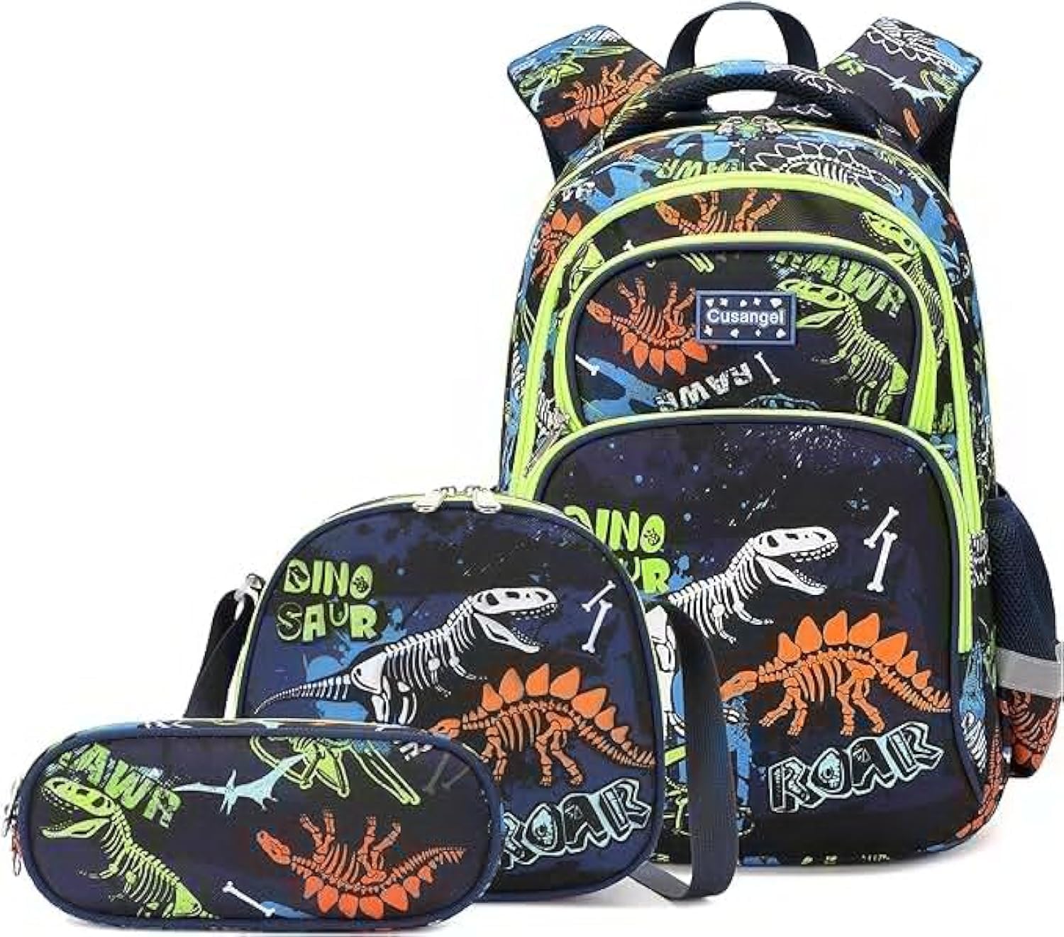 Dinosaur Backpack Set for Boys - 3Pcs with Lunch Box & Pencil Case | School & Travel