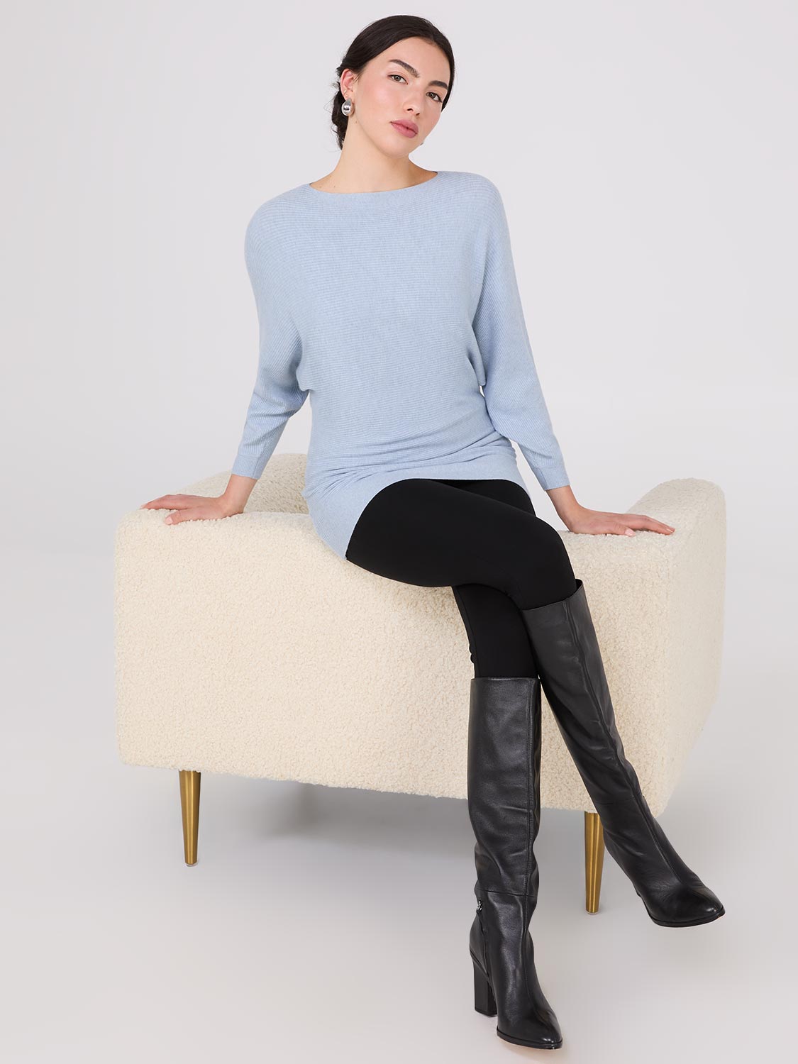 3/4 Dolman Sleeve Ottoman Stitch Sweater for Women - Cozy Knit Pullover for Fall & Winter - Perfect for Casual Outfits, Office Wear and Coffee Dates