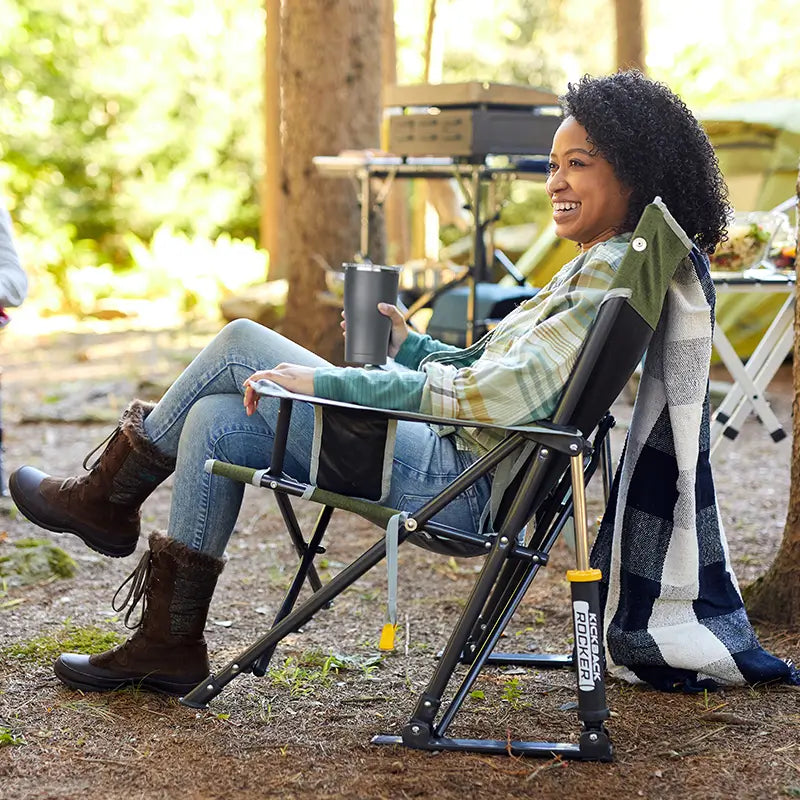 Kickback Rocker™ - Portable Folding Rocking Chair for Outdoor, Camping & Relaxation - Perfect for Patio, Beach, Backyard & Travel