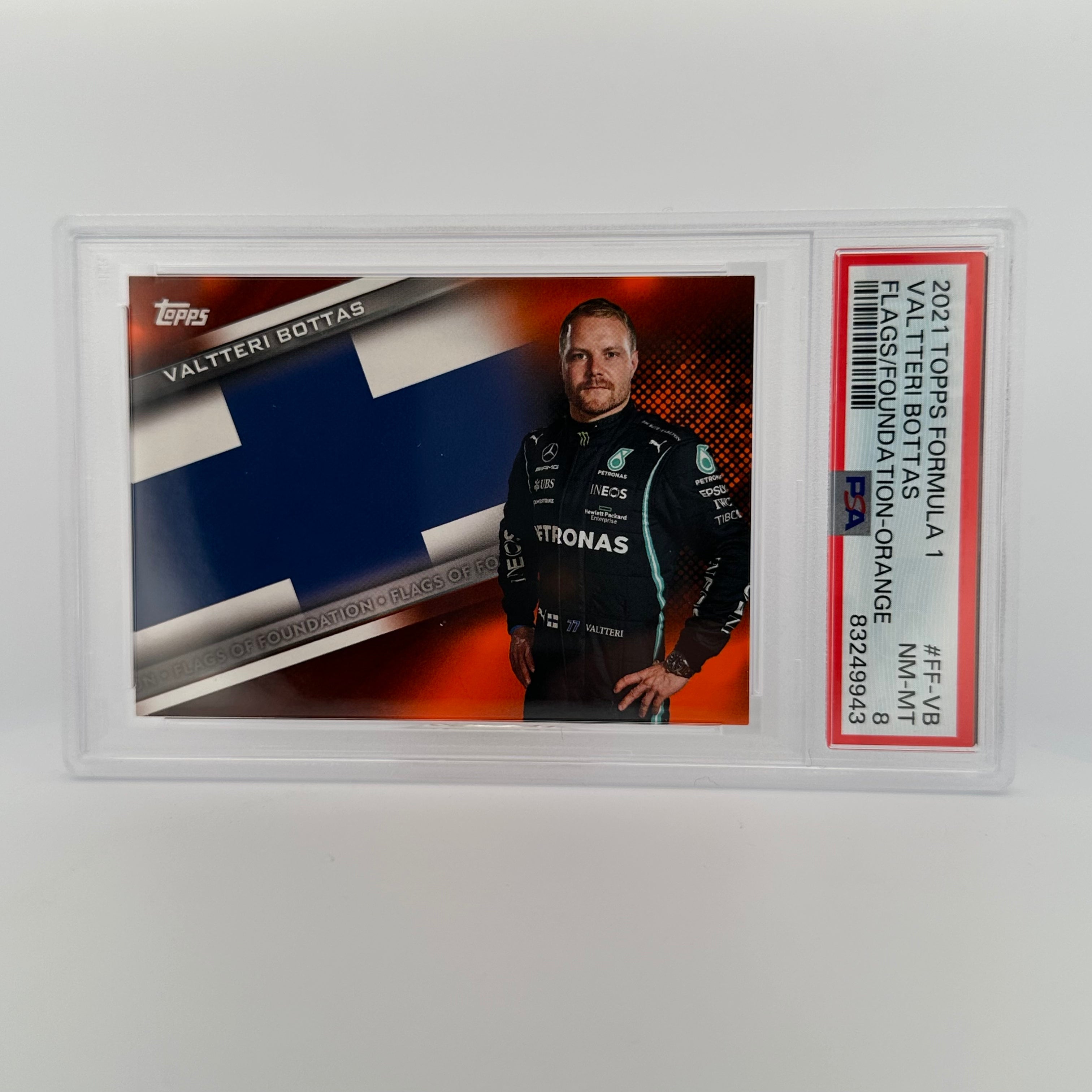 2009 Valtteri Bottas #FF VB PSA 8 Graded Racing Card - Flags of Foundation Orange Edition | Collectible Motorsport Memorabilia for F1 Fans & Trading Card Enthusiasts