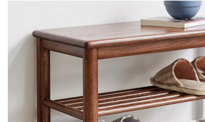 Solid Oak Wood Shoe Storage Bench with Seat | Entryway Organizer for Shoes, Boots & Accessories | Perfect for Hallway, Mudroom & Bedroom Storage