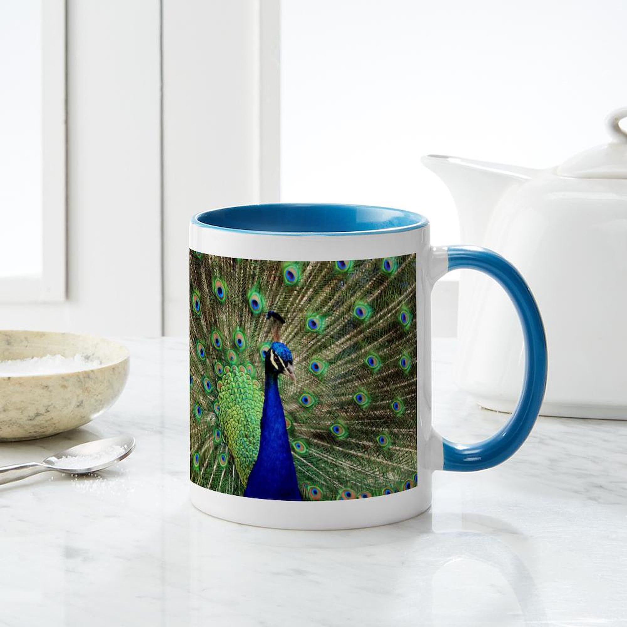 Peacock Design Ceramic Coffee Mug 11 oz (325 ml) - Perfect for Tea, Hot Chocolate & Office Use - Unique Gift Idea by CafePress