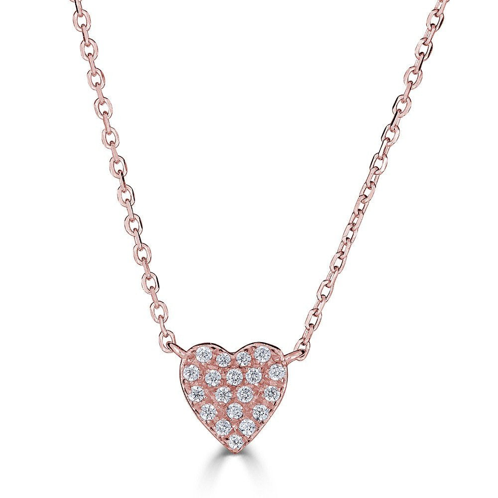 14K Gold Diamond Heart Necklace for Women - 0.08 CTW Pave Setting Dainty Jewelry - Perfect for Valentine's Day, Anniversary & Romantic Gifts