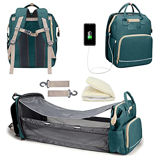 **Baby Diaper Backpack with Changing Station - Large 3-in-1 Diaper Bag for Boys & Girls, New Mom Essentials, Baby Shower & Registry Gift (Green) - Perfect for Travel, Outings & Parenting On-the-Go**