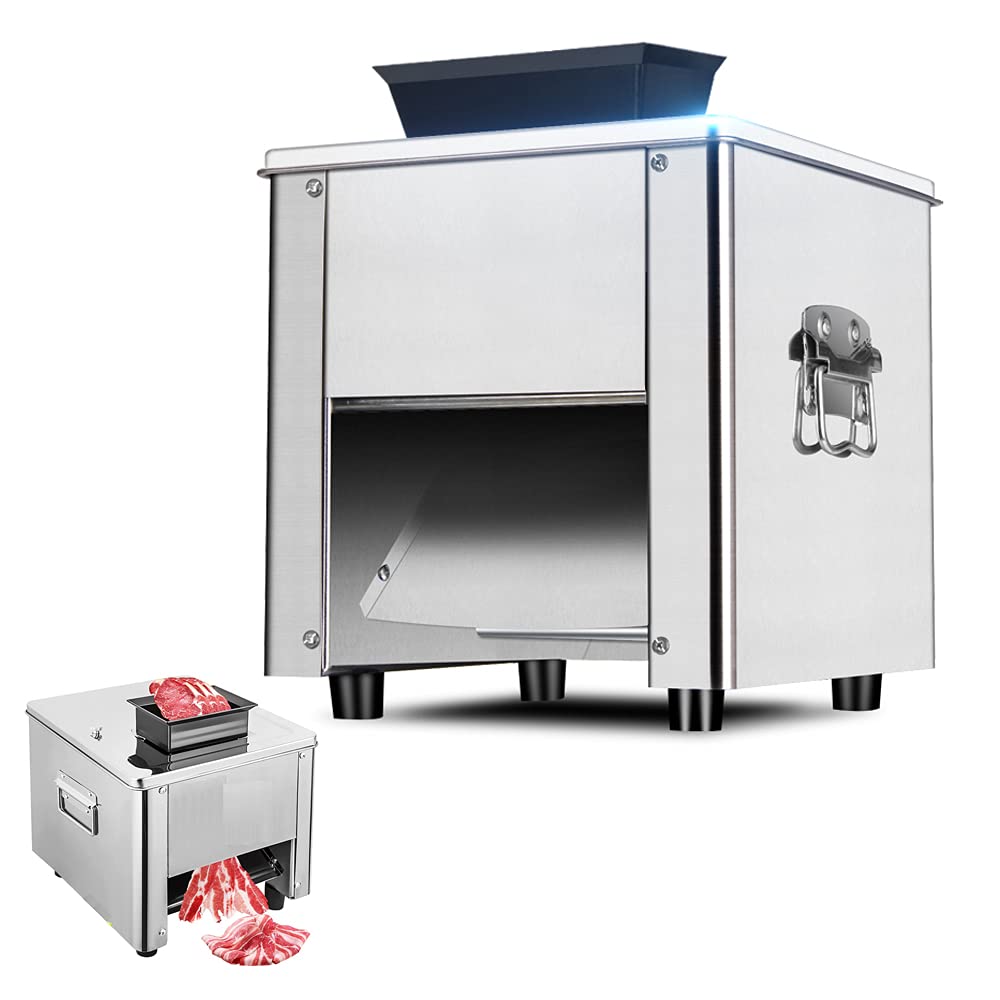 INTBUYING Commercial Electric Meat Slicer Machine - 7mm Blade, 850W, 310r/min for Pork, Lamb, Beef - Perfect for Delis, Butcher Shops & Home Kitchens