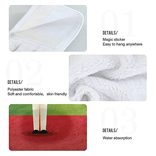 Christmas Nutcracker Kitchen Towels Set of 2 - Red & Green Holiday Hand Towels with Hanging Loop, Super Soft Absorbent Coral Velvet for Bathroom, Dish Drying & Oven Handle - Perfect for Holiday Decor & Kitchen Use