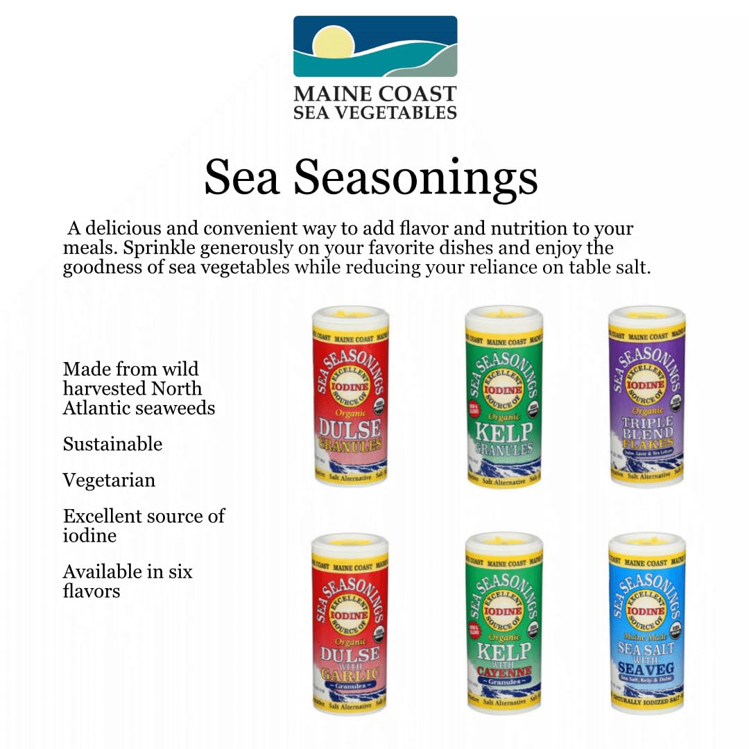 Organic Maine Coast Kelp Granules | Sustainably Harvested Seaweed Snacks | Low Sodium Salt Alternative | Rich in Iodine & Minerals | Perfect for Soups, Salads & Seasoning | 1.5 oz Pack | Vegan, Keto & Paleo Friendly | Healthy Cooking & Snacking