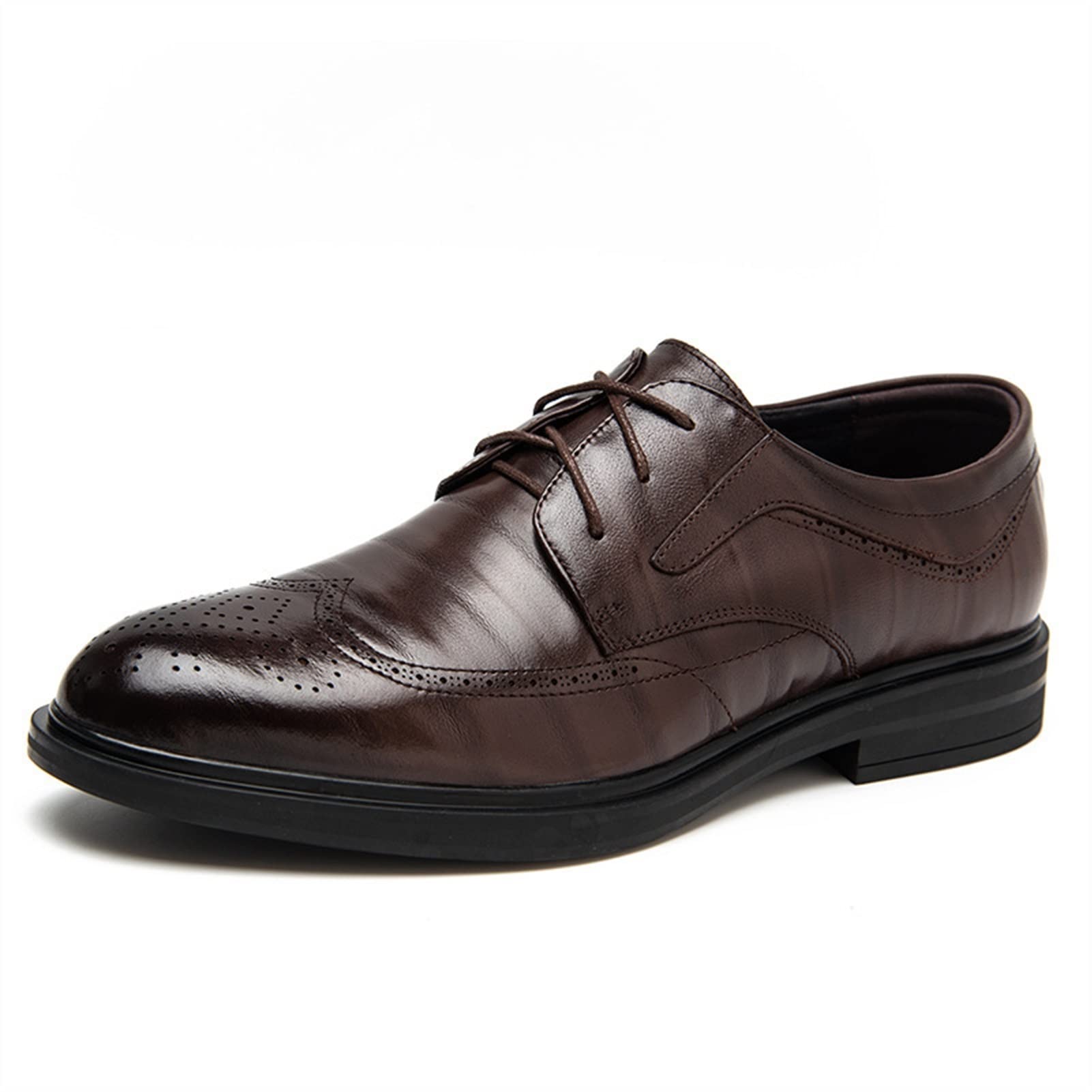 Men's Oxford Dress Shoes - Formal Lace-Up Brogue Wingtip Derby Shoes with Leather Upper & Non-Slip Rubber Sole | Classic Comfortable Design for Business, Wedding & Office Wear