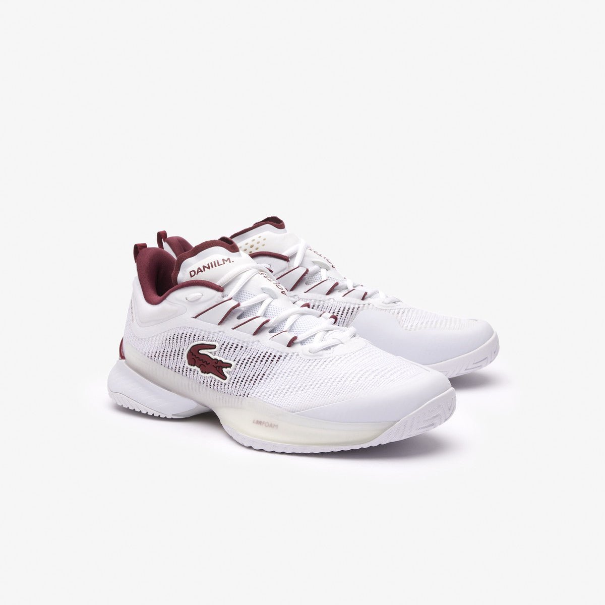 Lacoste AG LT23 Ultra Medvedev Men's Tennis Shoes - White & Burgundy | Lightweight Performance Sneakers for Tennis & Casual Wear