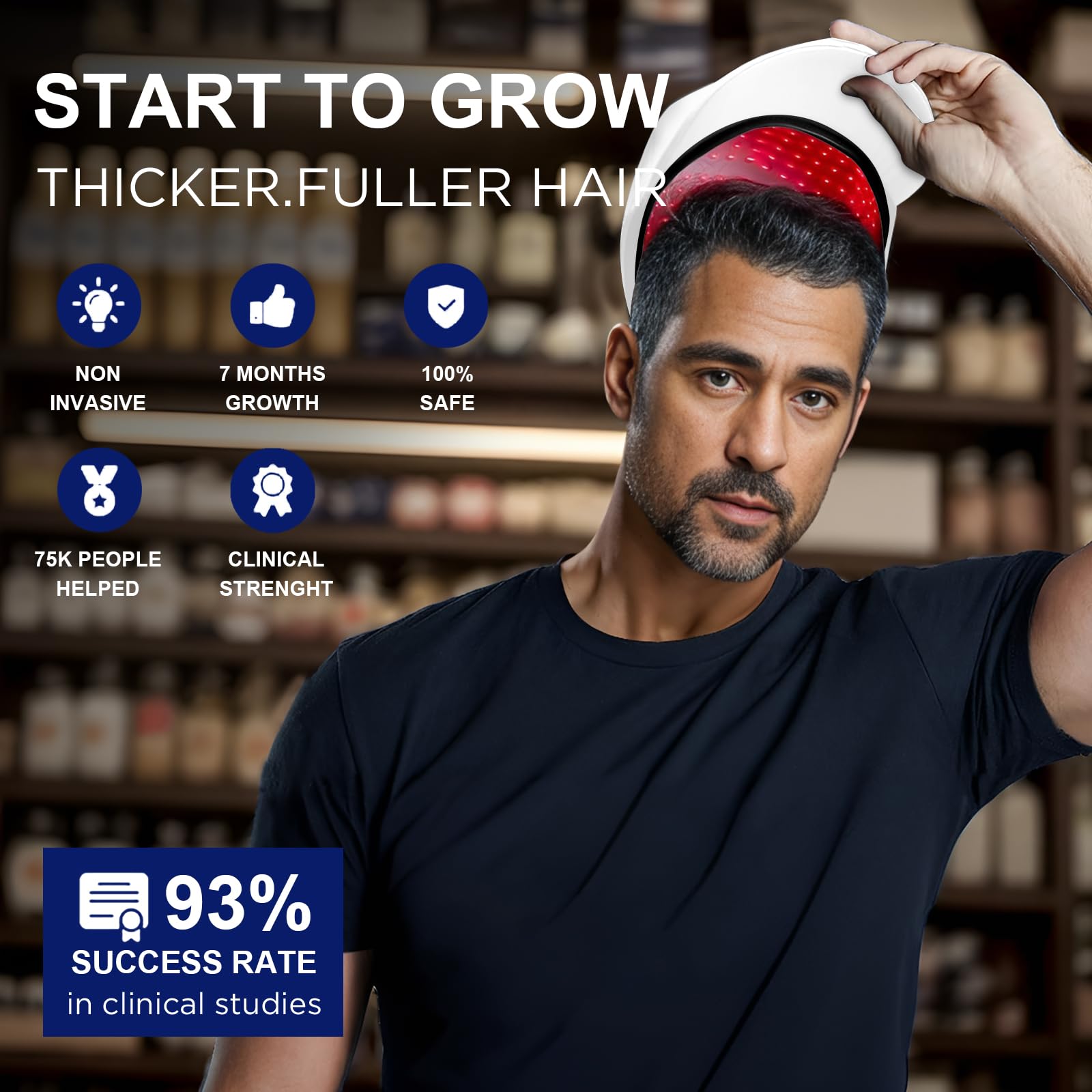 Laser Hair Growth Cap for Men & Women - Red Light Therapy Hair Loss Treatment System with Hair Regrowth Technology - At-Home Hair Restoration Solution for Thinning Hair (White) - Perfect for Daily Use at Home or Salon