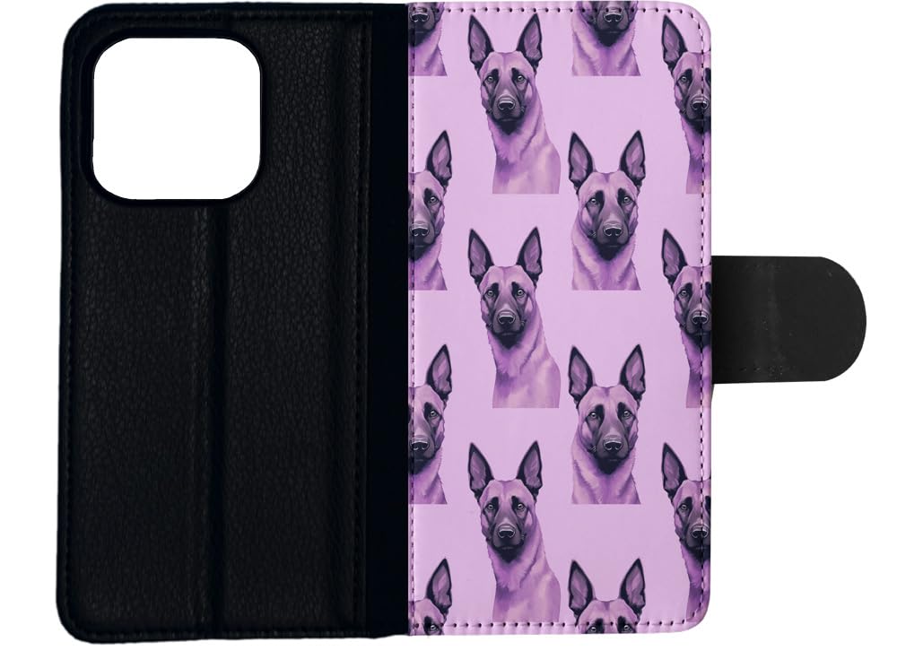 Stylish Belgian Malinois Puppy Faux Leather Wallet Phone Case for Apple iPhone 13 Pro - Perfect for Dog Lovers & Outdoor Adventures
