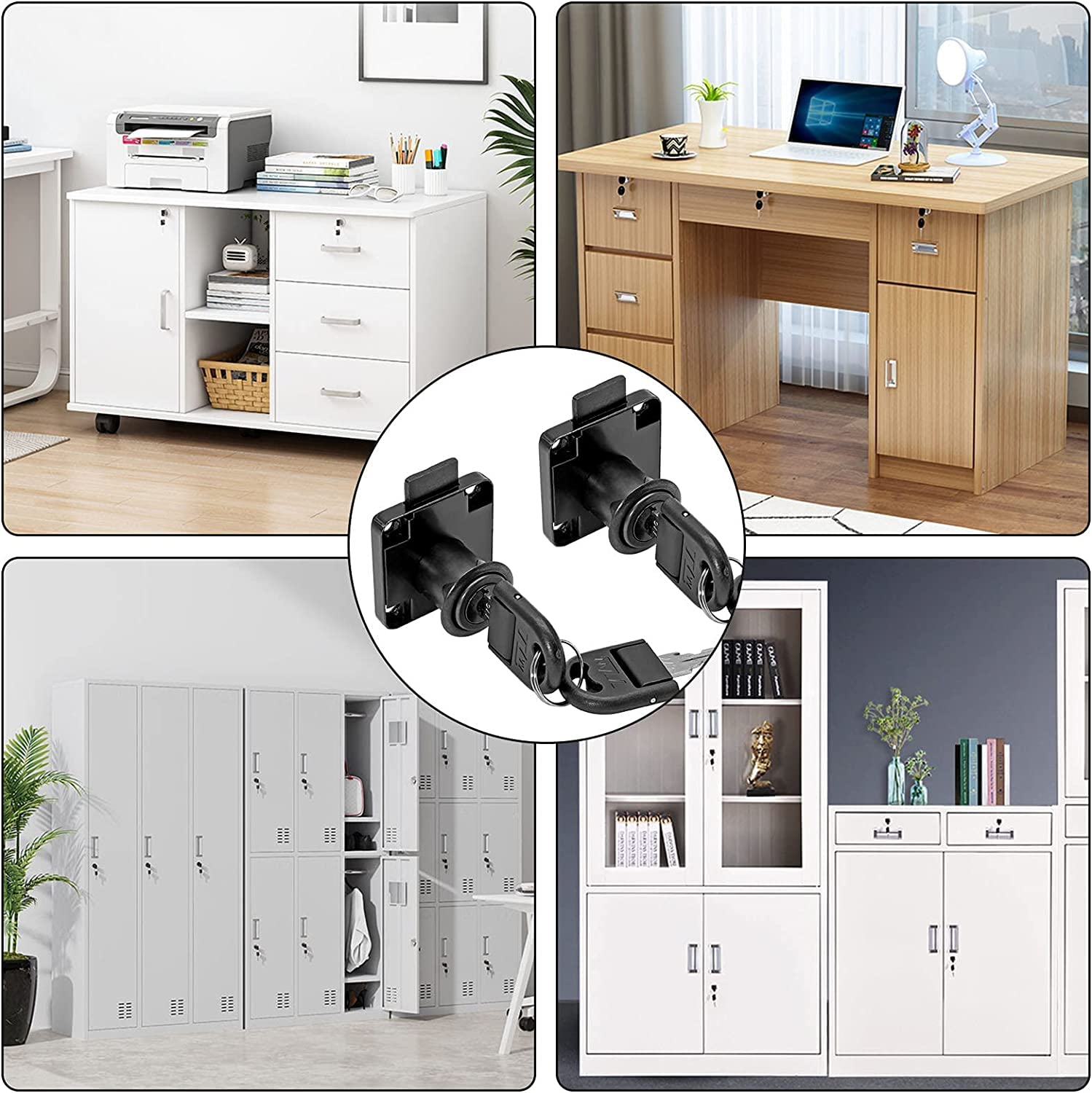 4-Pack Black Drawer Locks with Keys - 0.75
