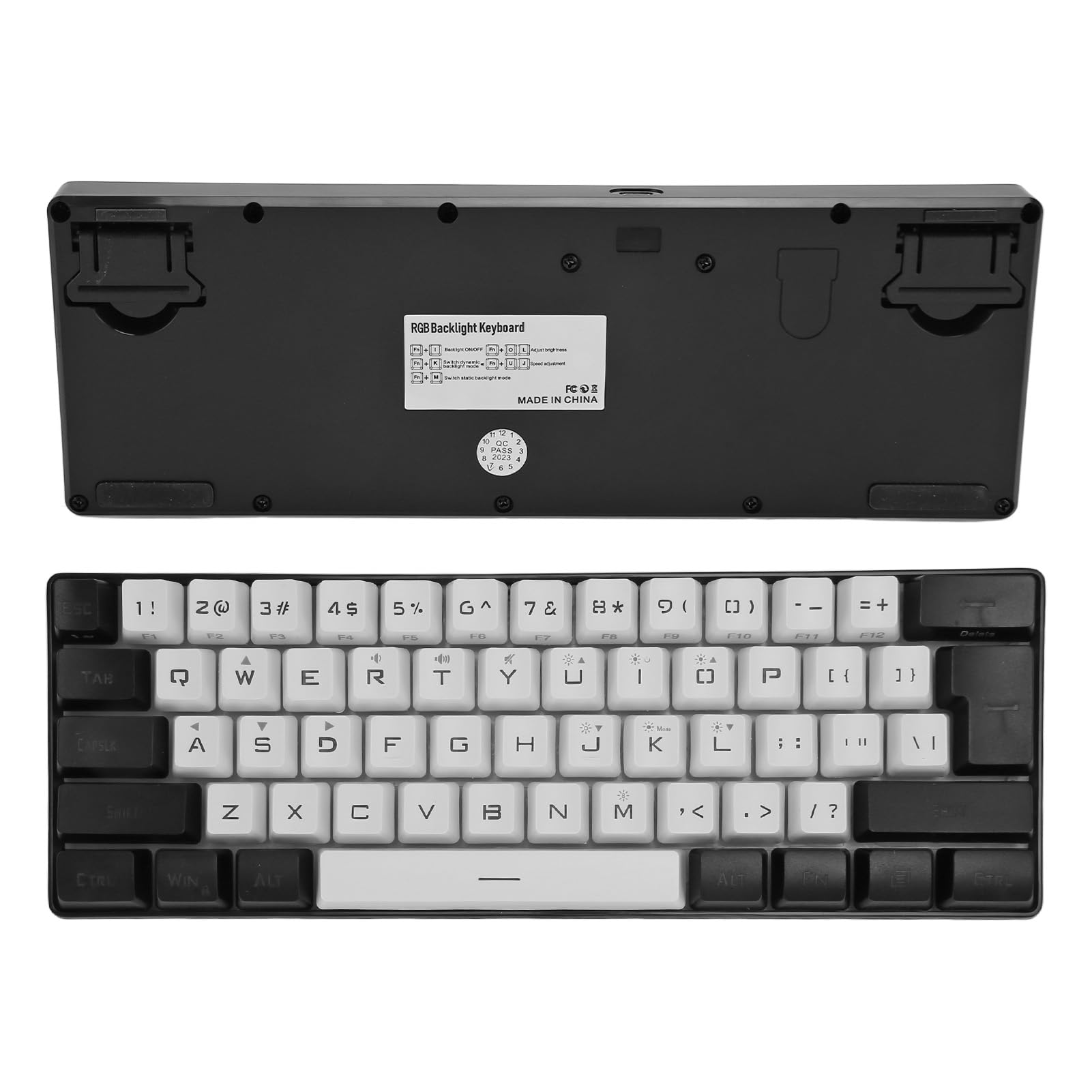 NIZUUONE G61 Mini RGB LED Backlit 61-Key Ergonomic Mechanical Feel Wired Gaming Keyboard for PC, Mac, Laptop - Perfect for Office Work, Typing & Gaming (White)
