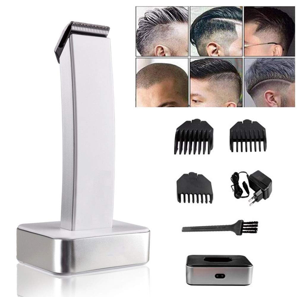 Professional Hair Clippers for Men - USB Rechargeable Cordless Hair Trimmer Kit with 3 Guide Combs, Charging Dock, Clipper Oil & Cleaning Brush (Black/White) - Perfect for Home Barbering, Beard Trimming & DIY Haircuts