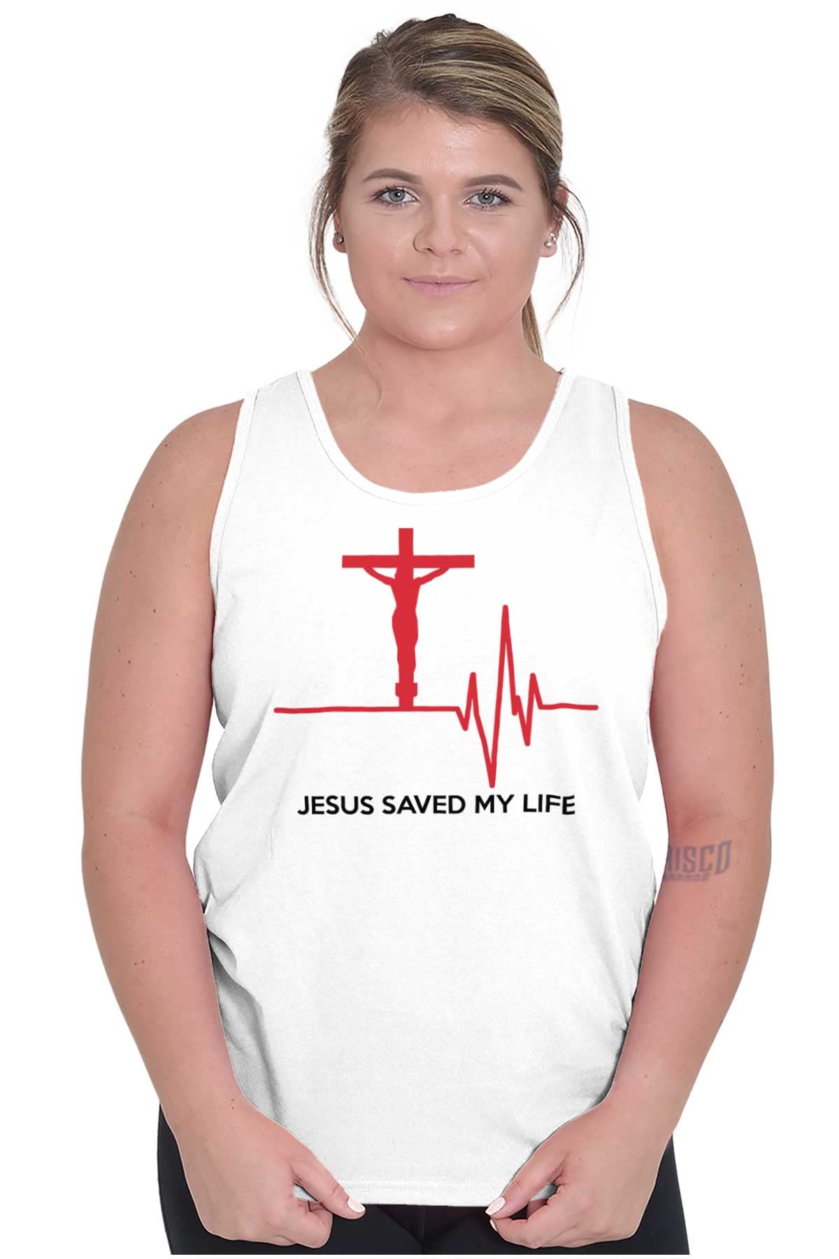Christian Strong Jesus Saved My Life Crucifix Graphic Tank Top for Men & Women - Faith-Inspired Casual Wear for Church, Bible Study & Everyday Inspiration