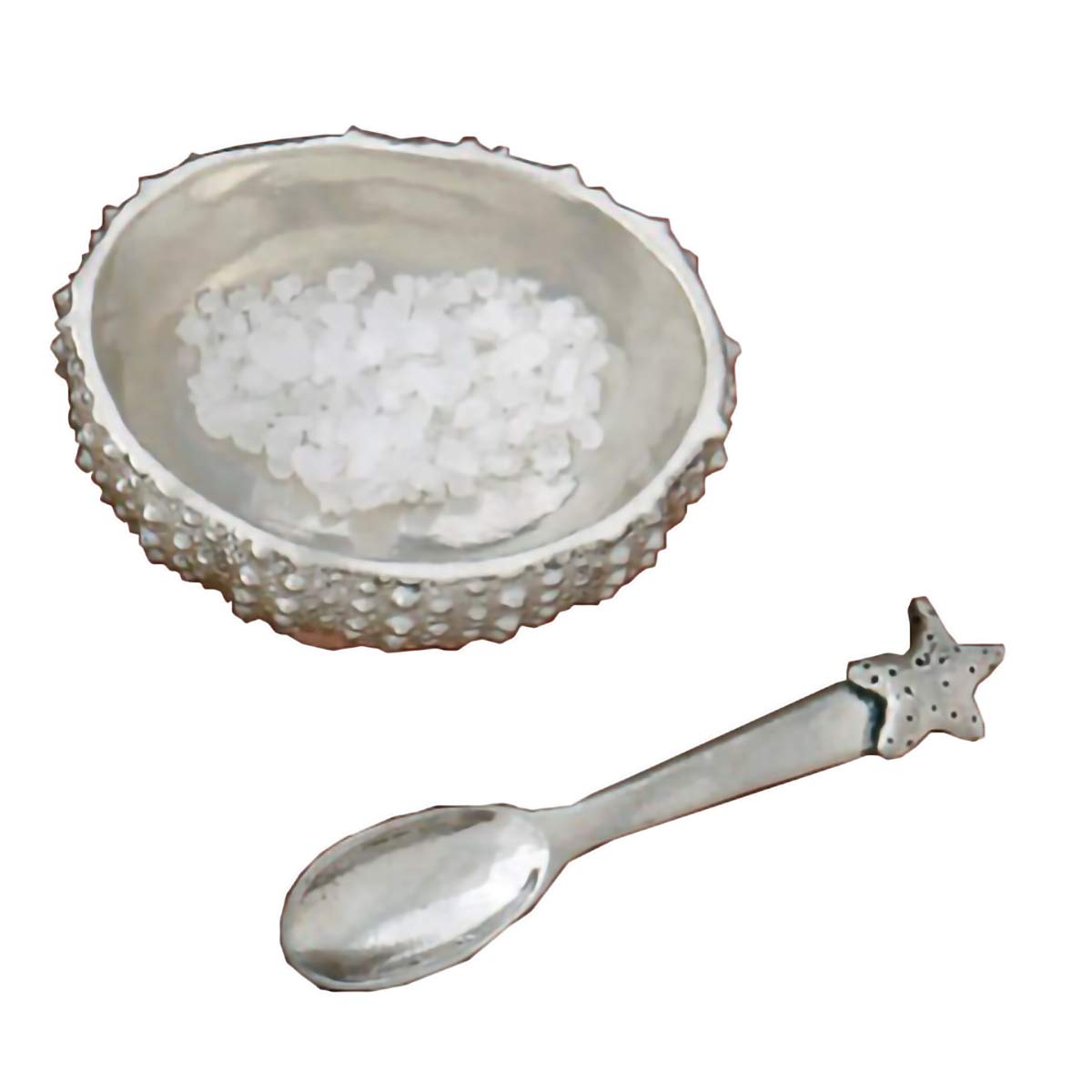 Premium Pewter Salt Cellar Box with Spoon - Elegant Sea Urchin Design for Salt, Spices, Snacks, Rice & Side Dishes | Perfect for Kitchen, Dining Table & Ice Cream Serving | Durable & Stylish Storage Container