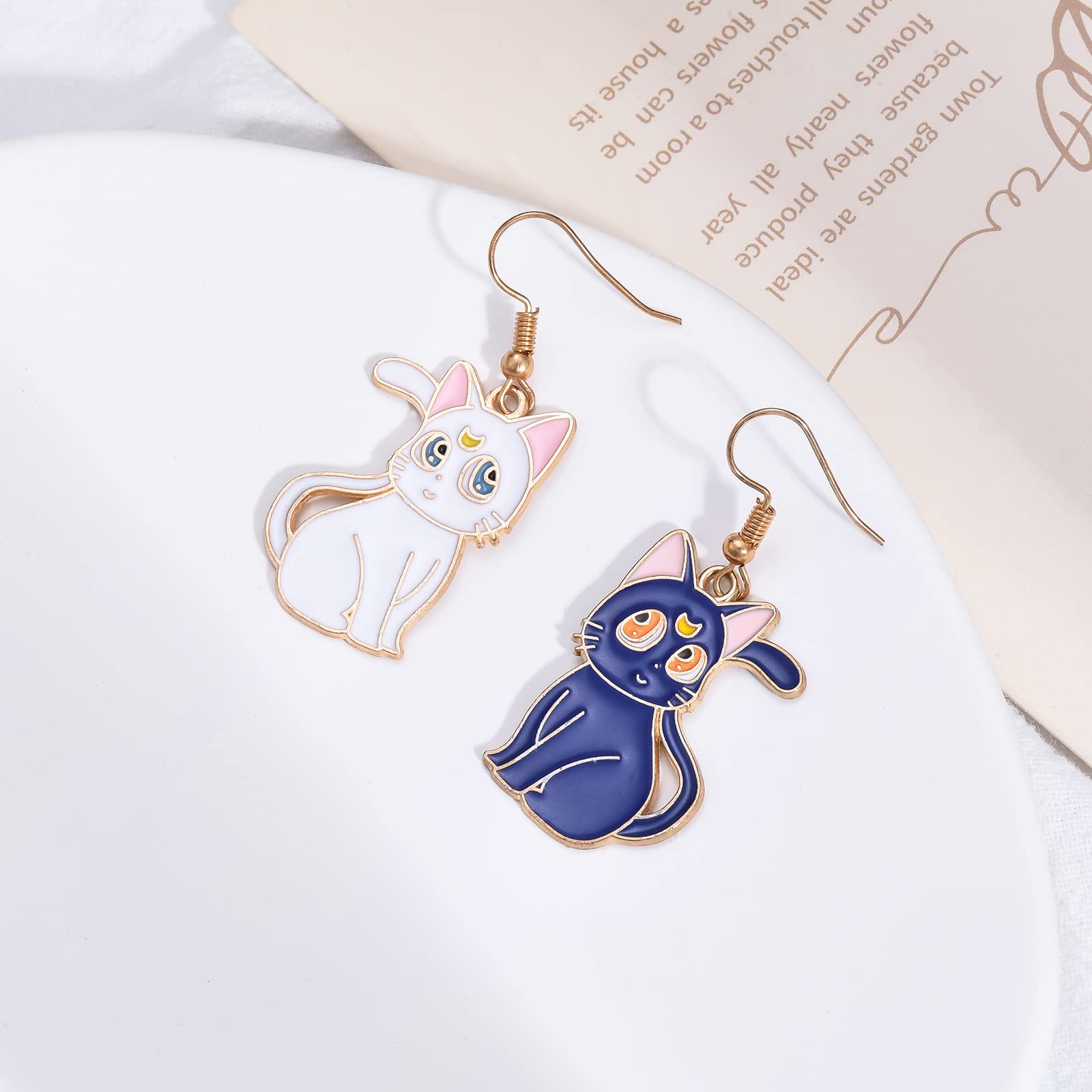 Stylish White and Black Cat Dangle Earrings for Women | Fashion Jewelry Gift for Cat Lovers | Perfect for Parties, Date Nights & Everyday Wear