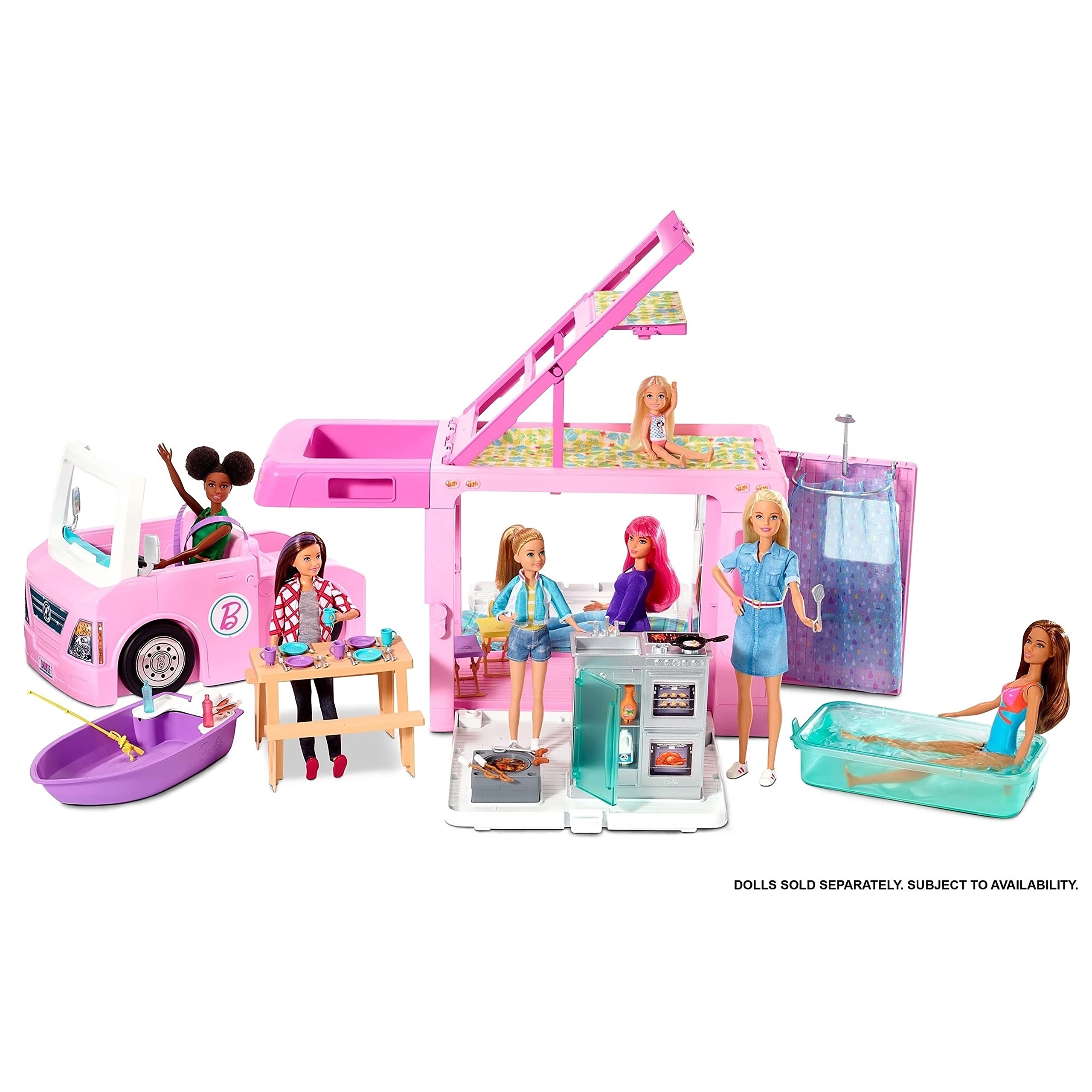 Barbie Combo Camping Car with Travel Doll - Perfect Gift Toy for Kids | Outdoor Adventure Play & Pretend Camping Fun