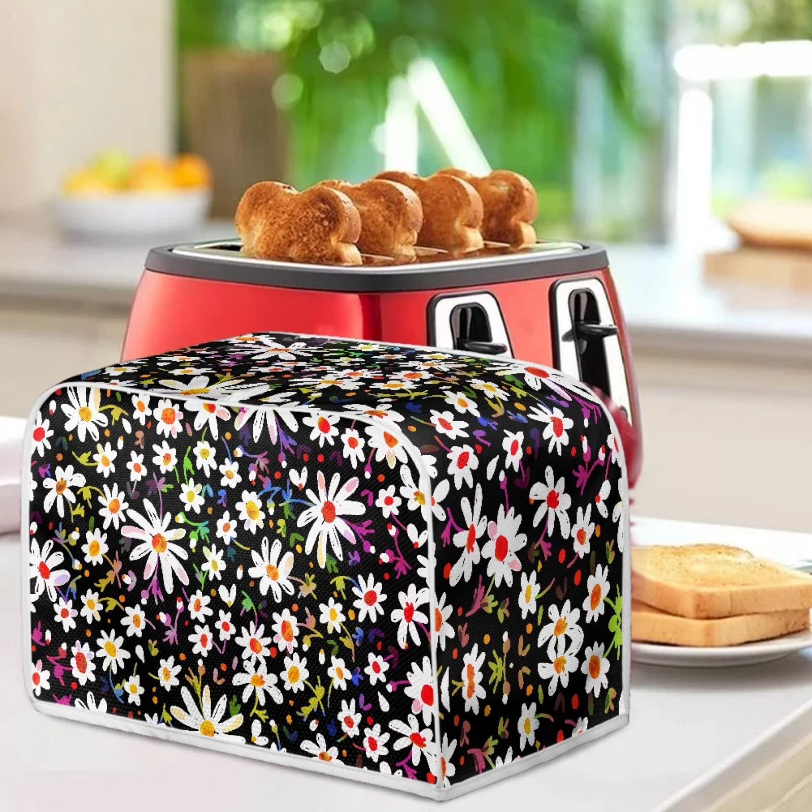 Dreaweet Abstract Daisy Toaster Cover - Dust Protection Bread Maker Cover - Stain Resistant & Machine Washable Kitchen Appliance Cover - Perfect for Home, Kitchen Decor & Holiday Gifts