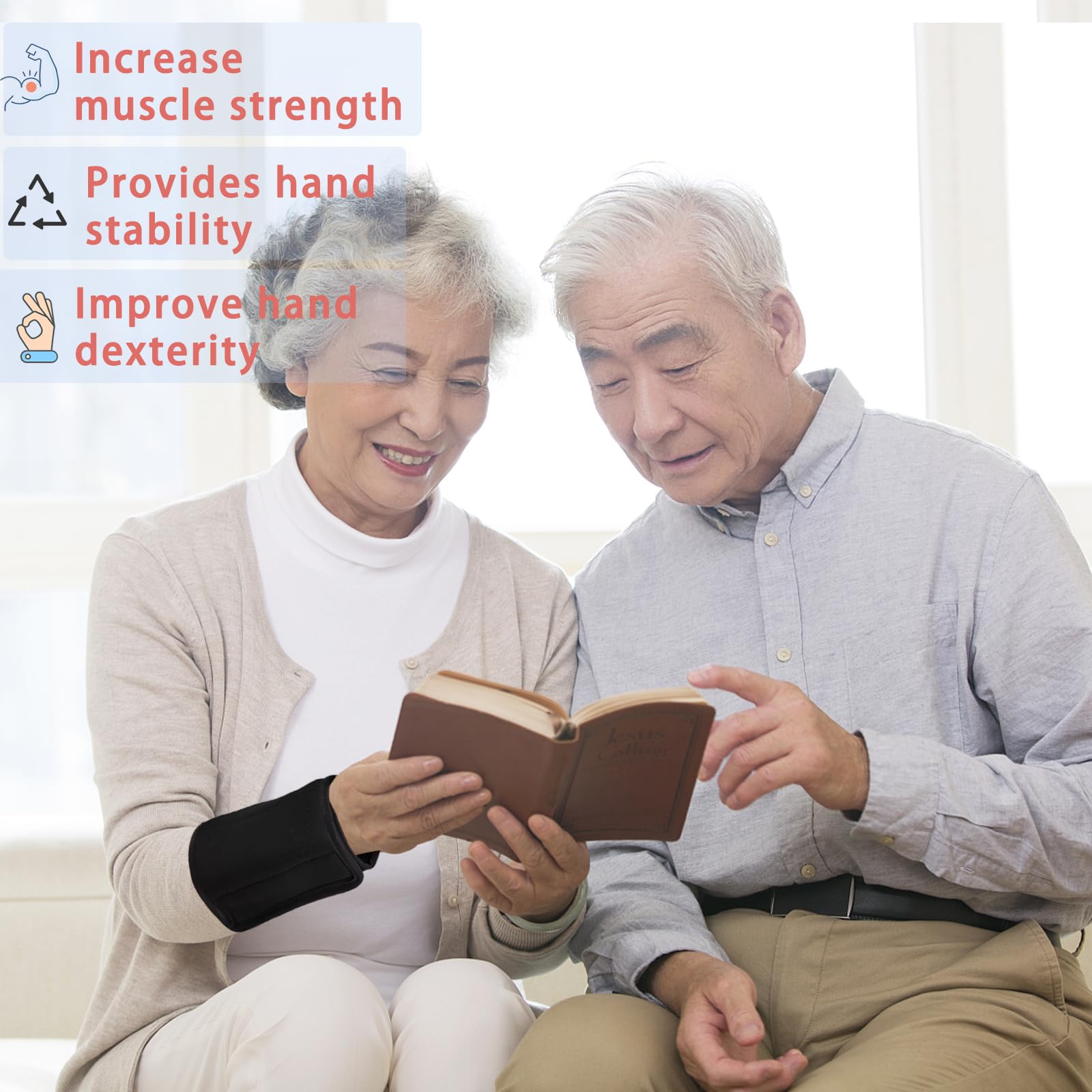 Weighted Wrist Weights for Hand Tremors & Parkinson's - 1LB Hand Strengthening Tools for Essential Tremor Patients | Improve Writing, Eating & Daily Activities (1-Piece Set)