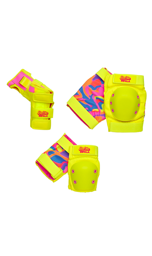 Impala Youth Barbie Protective Pad Set - Bright Yellow Knee & Elbow Pads for Girls - Perfect for Skateboarding, Roller Skating & Outdoor Play
