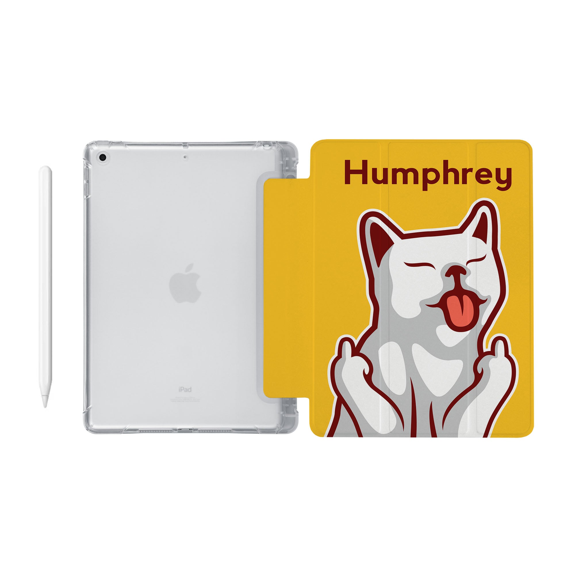 Premium iPad See-Through Case with Cute Cat Design - Slim Protective Cover for iPad Air/Pro, Scratch-Resistant Clear Back with Playful Cat Illustration - Perfect for Work, School & Travel Accessories