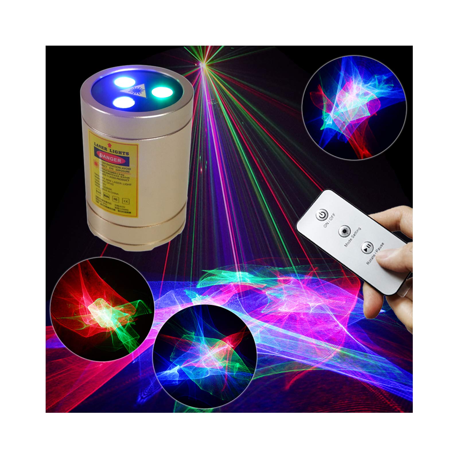 Chims DJ Laser Lights - Remote Control RGB Aurora Laser Projector with Music Sync | Portable Mini Party Lights for Birthday, Festival, Dance Club, Camping & Holiday Decorations | Perfect for Indoor/Outdoor Events, Night Parties & Stage Lighting