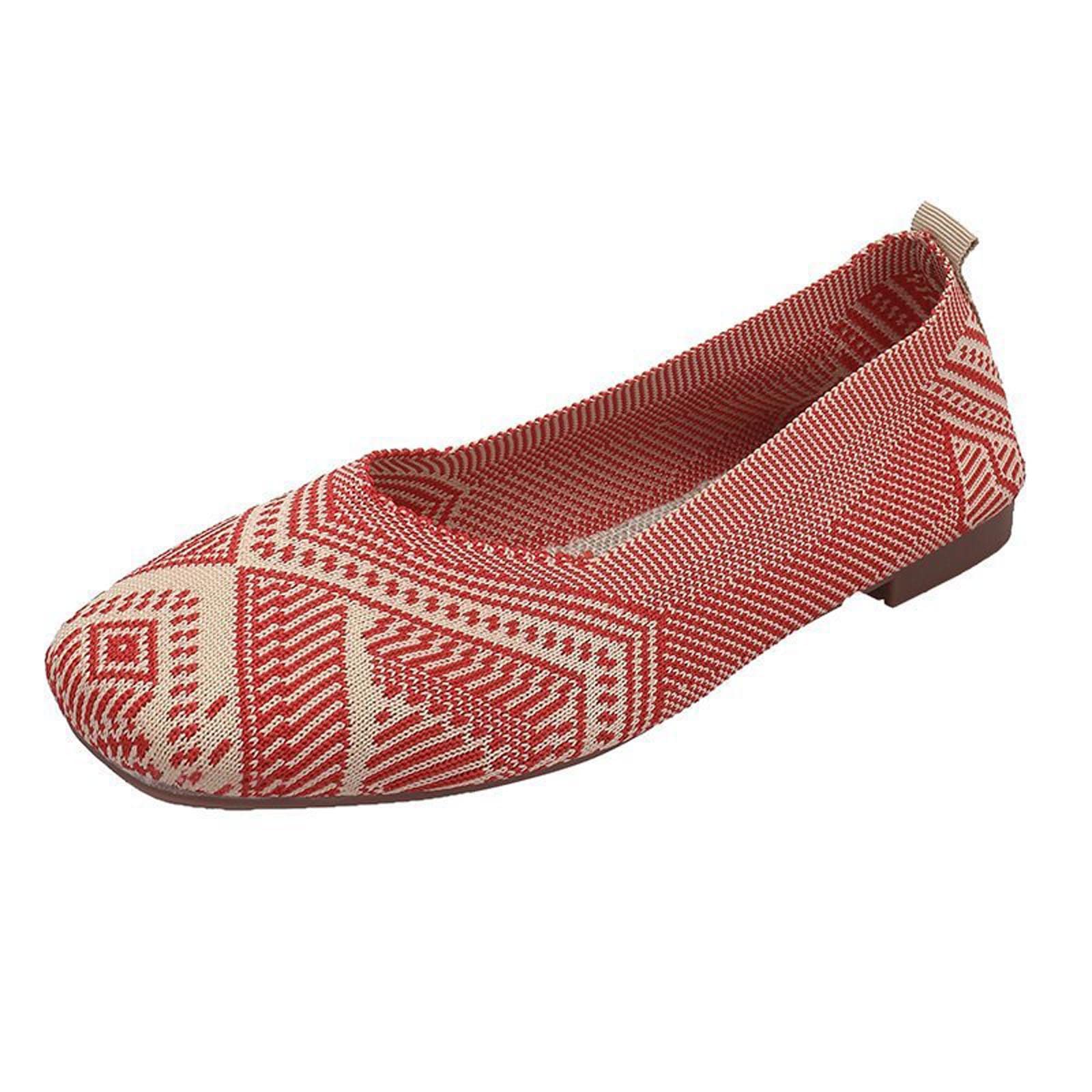 Women's Knitted Slip-On Loafers - Lightweight Breathable Ballet Flats for Summer | Comfortable Casual Shoes for Walking, Travel & Everyday Wear