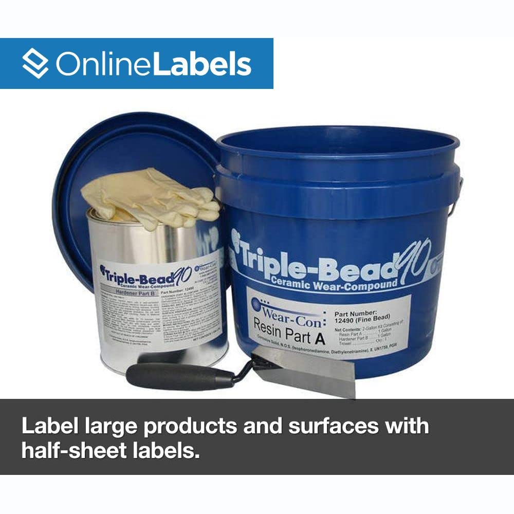 8.5 x 5.5 Inch Waterproof White Polyester Shipping Labels for Laser Printers - 1000 Labels (500 Sheets) - Durable Address Labels for Packages, Envelopes & Mailings - Perfect for Ecommerce, Small Business & Home Shipping Needs