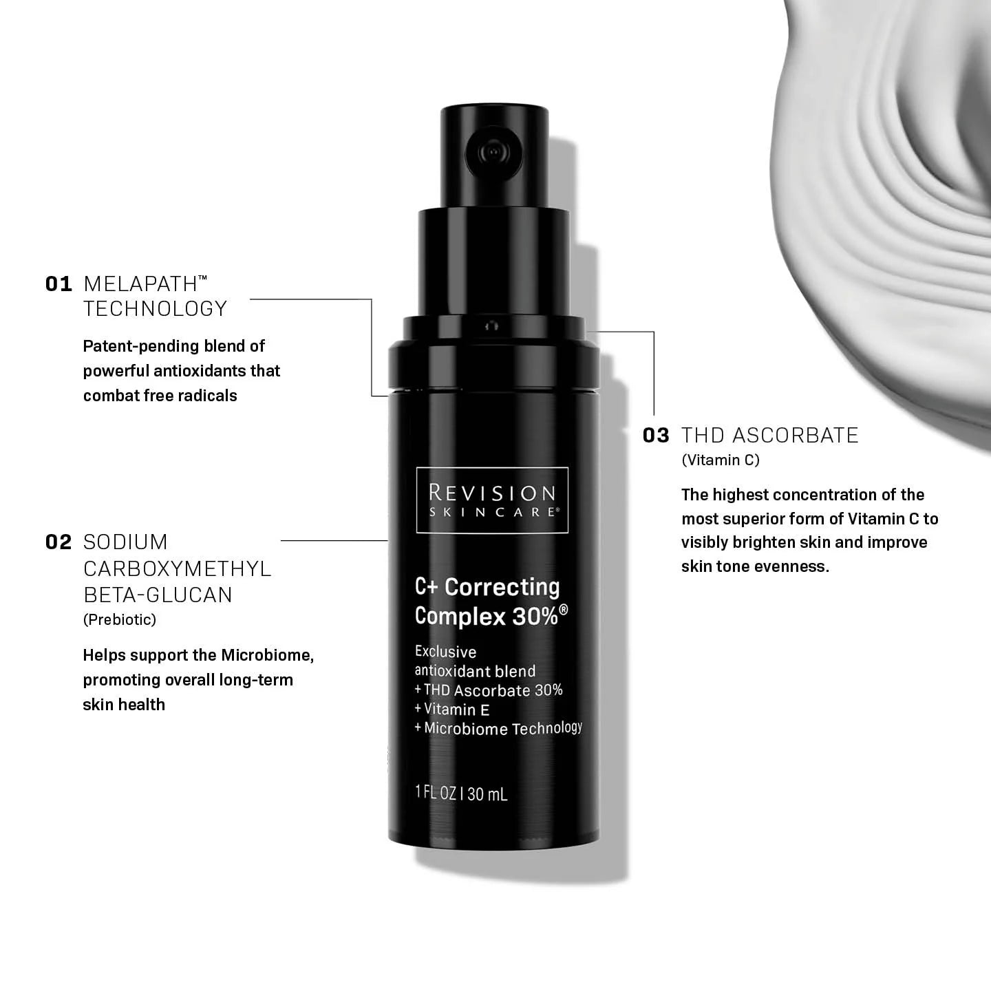 Revision Skincare C+ Correcting Complex 30% Vitamin C Serum - 1 Fl Oz - Brightening & Anti-Aging Face Treatment for Dark Spots & Wrinkles - Perfect for Morning Skincare Routine