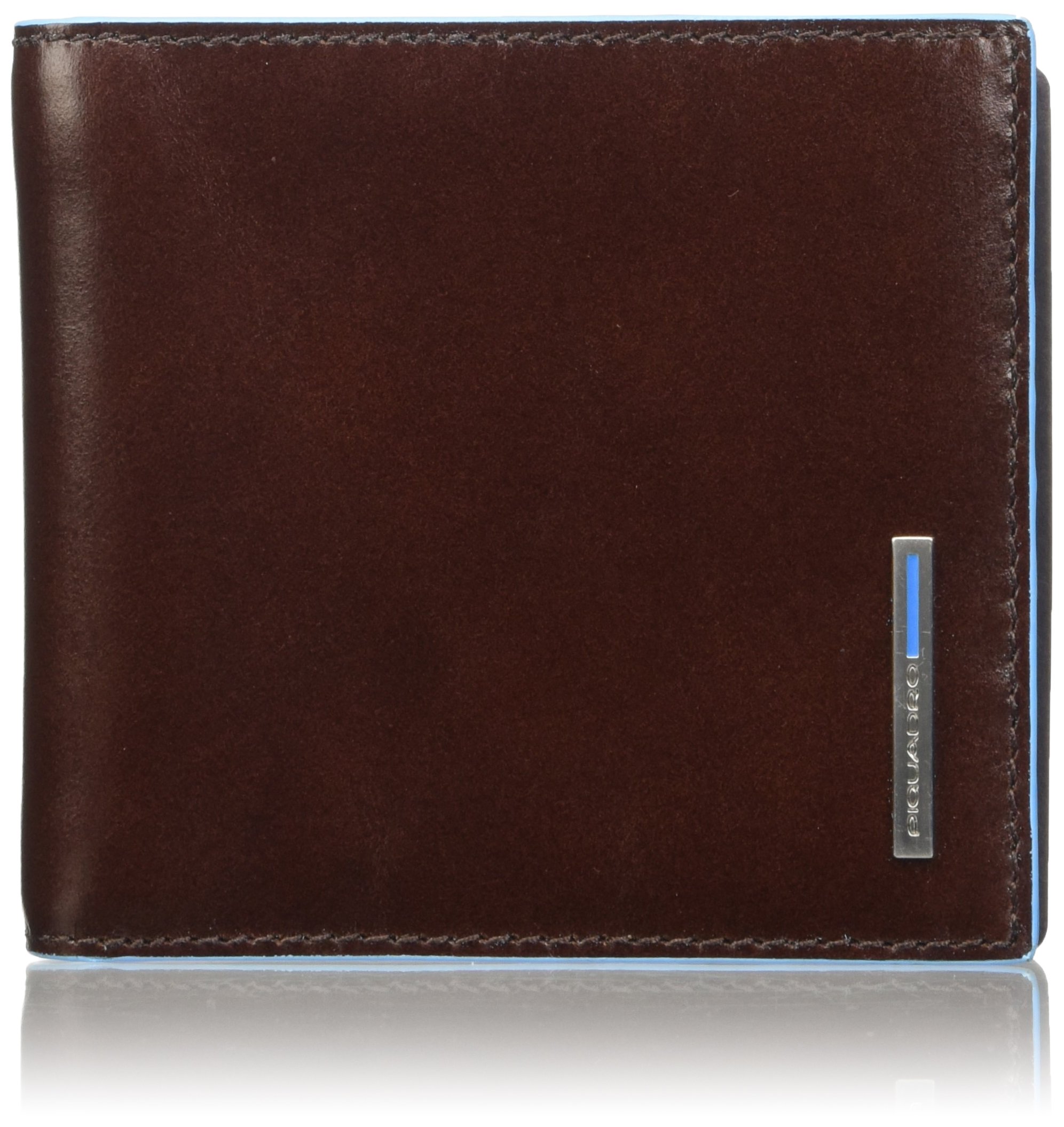 Premium Piquadro Men's Leather Wallet with Money Clip - Slim RFID Blocking Bifold Wallet for Men - Genuine Mahogany Brown Leather - Perfect for Business, Travel & Everyday Use
