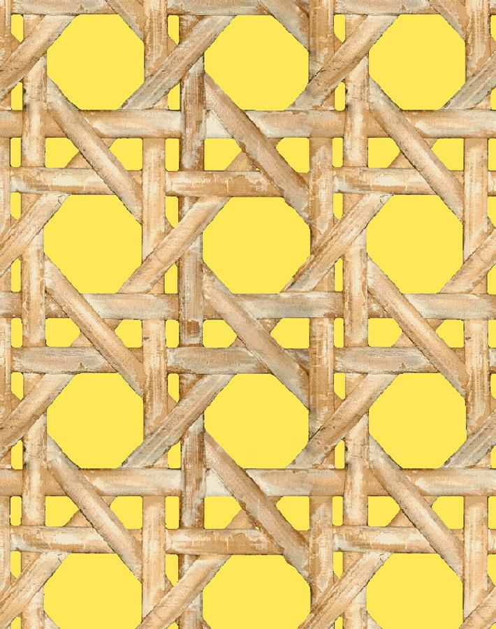Wallshoppe Faux Large Caning Wallpaper - Daffodil Yellow Peel & Stick Removable Wallpaper for Bedroom, Living Room, and Office Decor