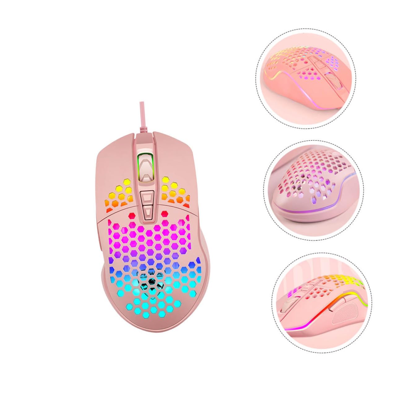 Yardenfun V9 Wired Gaming Mouse - Hollow Design, RGB Glowing, Ergonomic Computer Mouse for PC & Laptop - Perfect for FPS, MOBA Games & Office Work