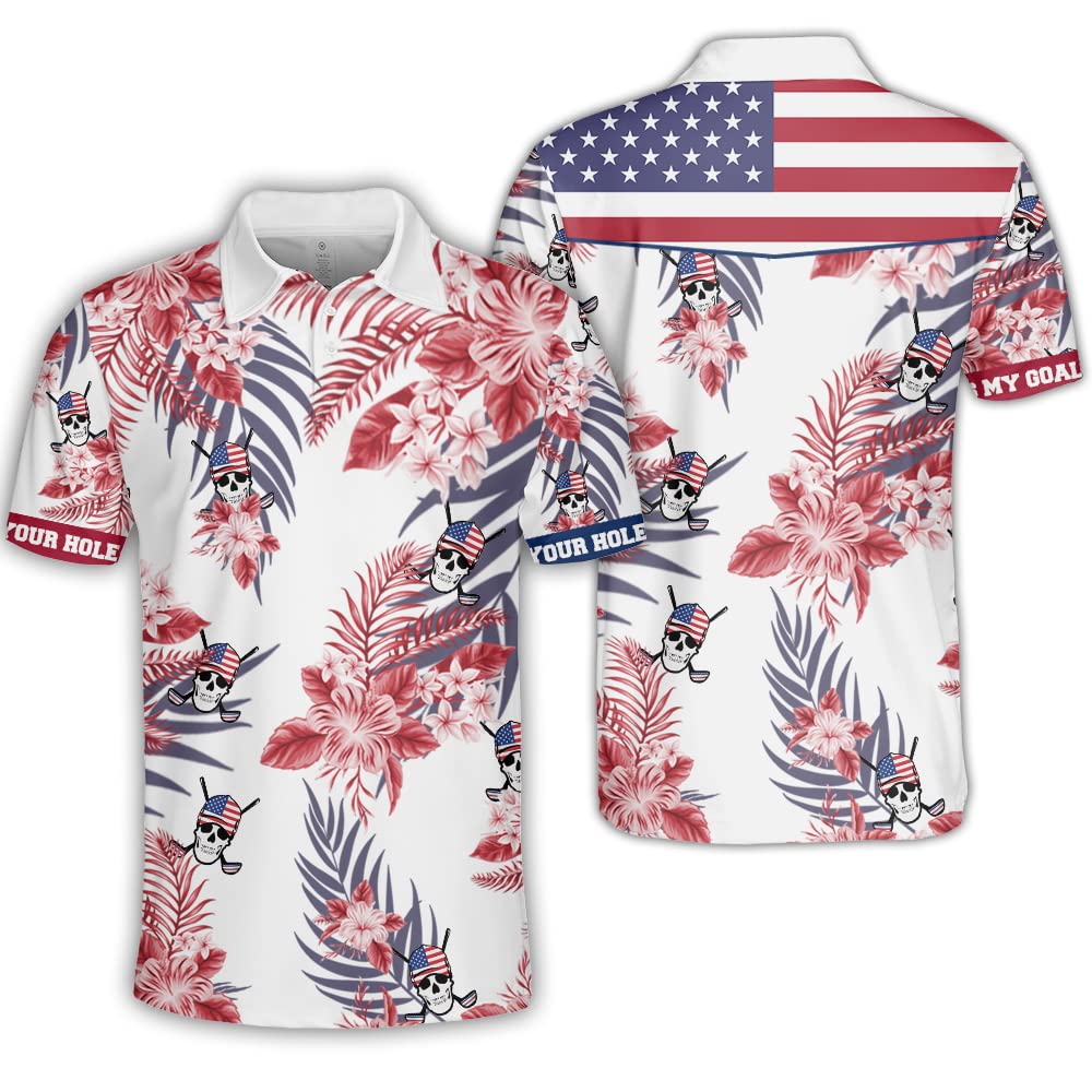 Polomore Patriotic Golf Shirts for Men - American Flag Polo Shirts, Short Sleeve Performance Golf Shirts for Men - Perfect for Golf Courses, Casual Wear & 4th of July Celebrations