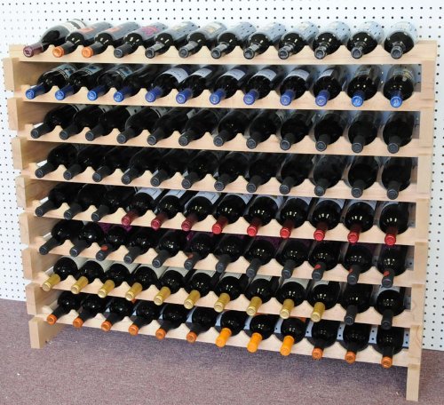 Premium Modular Hardwood Wine Rack - Holds 48 Bottles (12 Bottles x 4 Shelves) for Wine Cellar, Kitchen, Dining Room & Home Bar Storage