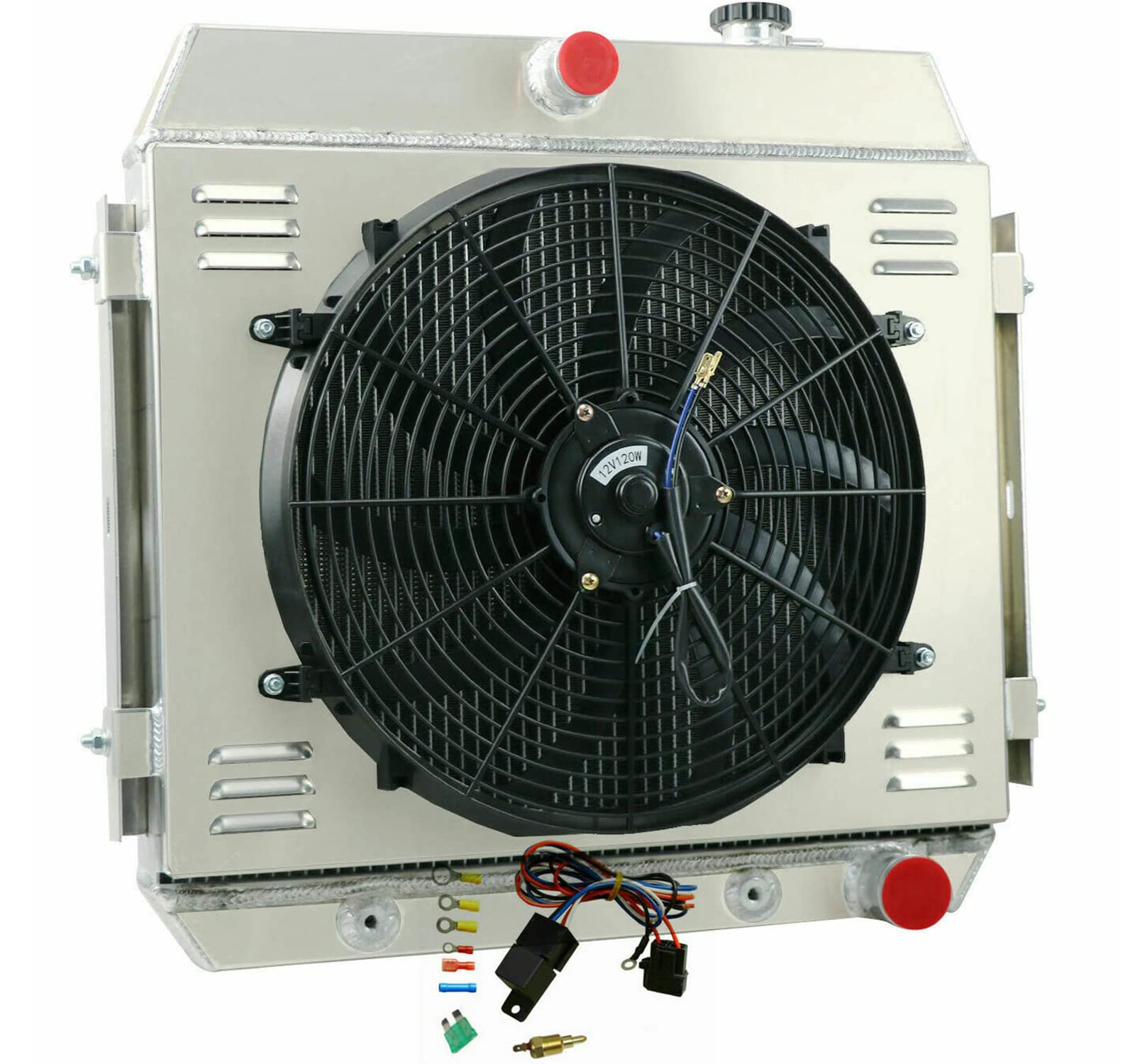 1955-1957 Chevy Bel Air Aluminum Radiator - 3 Row Cooling System with 16