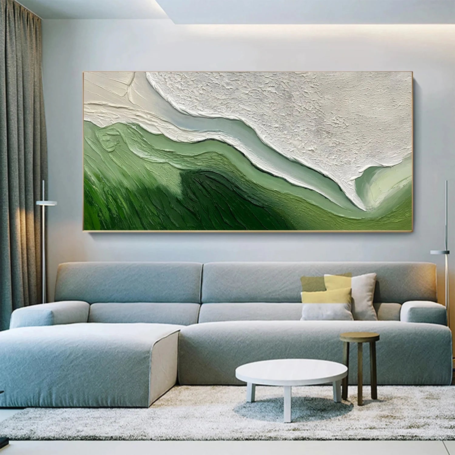 Blue & Green Abstract Wall Art Canvas Print #BG099 - Modern Home Decor for Living Room, Bedroom & Office