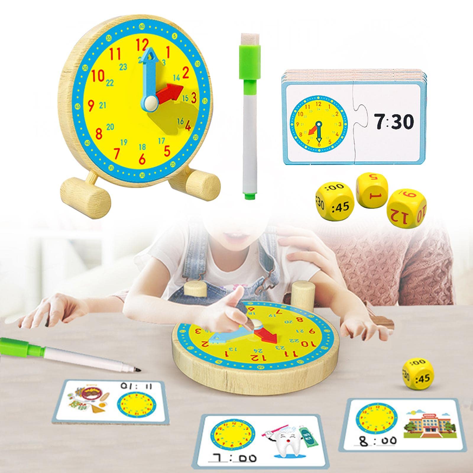 Wooden Educational Clock Toy - Learning Time Puzzle for Toddlers & Kids - Perfect for Preschool Classroom, Homeschooling, and Early Childhood Development